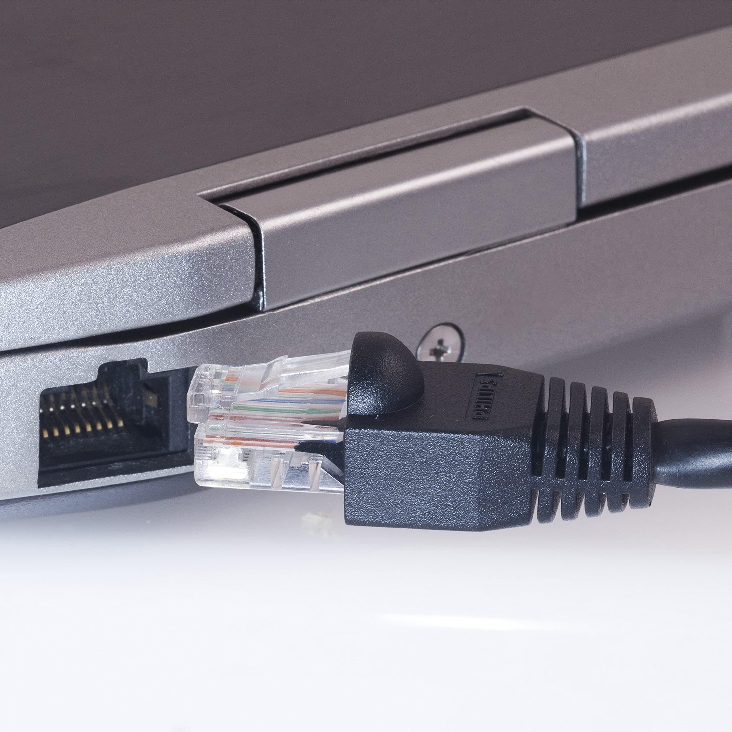 PHILIPS PHILIPS Ethernet Cable 50 ft. (15.2m) Cat5e Cat5 RJ45, Up to 100Mbps, for Router, Modem, Black, SWN7114A/27