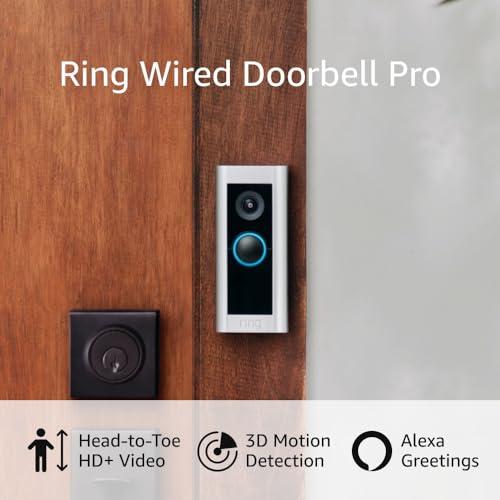 Ring Ring Wired Doorbell Pro (Video Doorbell Pro 2) with Ring Floodlight Cam Wired (White) and Ring Alarm 14-Piece (White)
