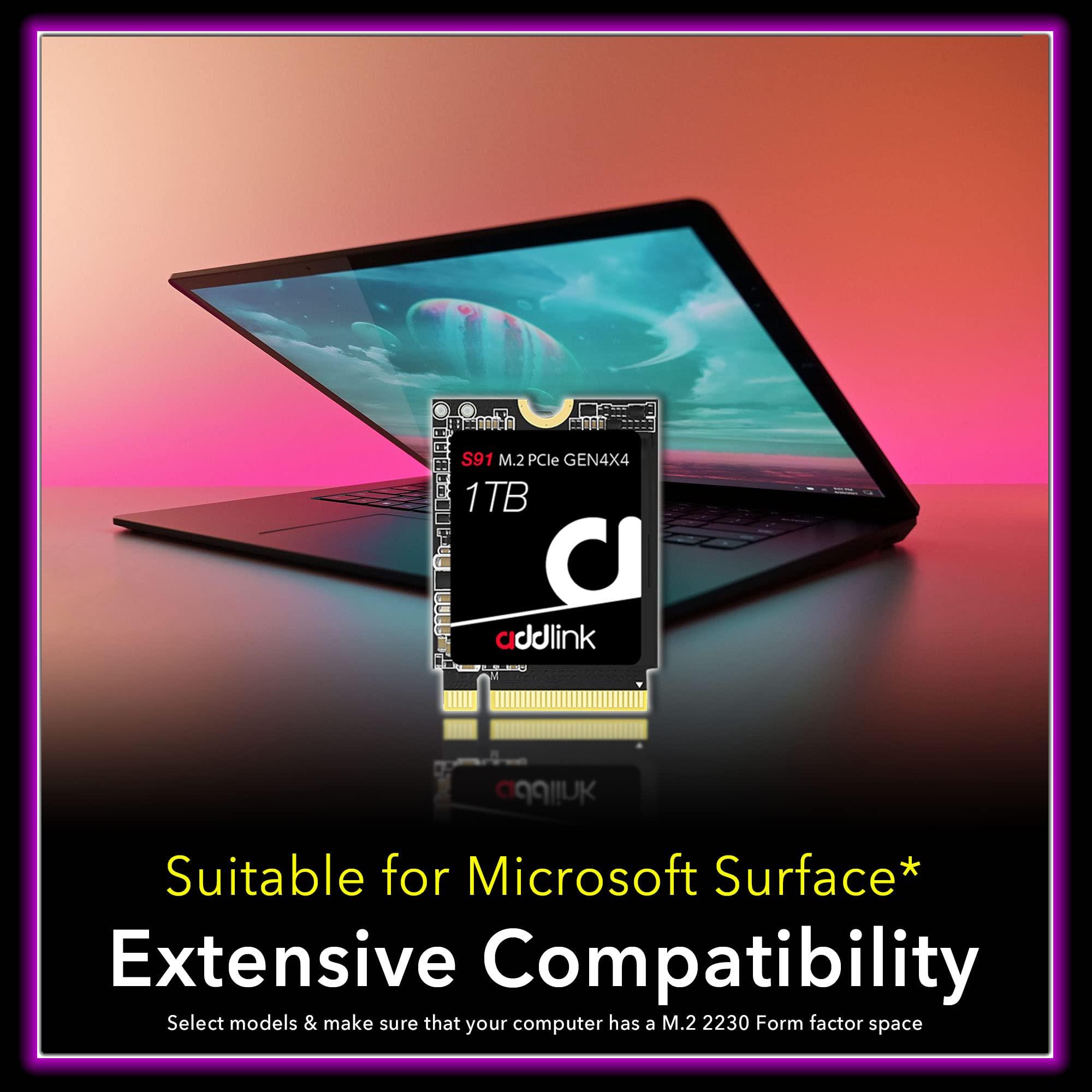 Addlink Addlink S91 1TB 2230 NVMe High Performance PCIe Gen4x4 2230 3D NAND SSD - Read Speed up to 4900 MB/s Compatible with Steam Deck, ROG Ally, Laptop, Internal Solid State Drive - (ad1TBS91M2P)