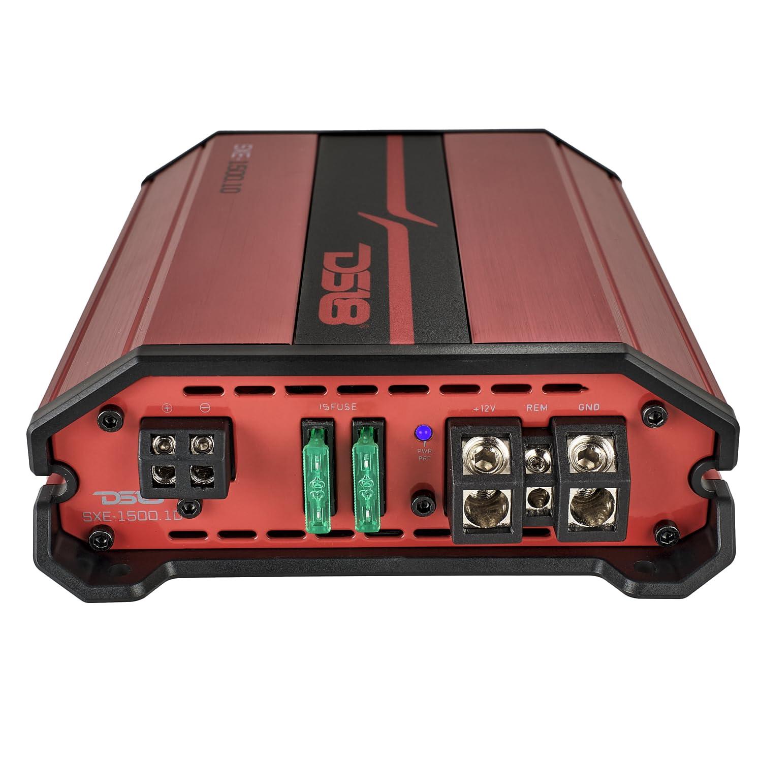 DS18 DS18 SXE-1500.1D SXE Class D Monoblock Car Amplifier 1 x 500 Watts RMS @ 1 Ohm 1500 Watts - Compact Amplifier with Remote Subwoofer Level Control (Red)