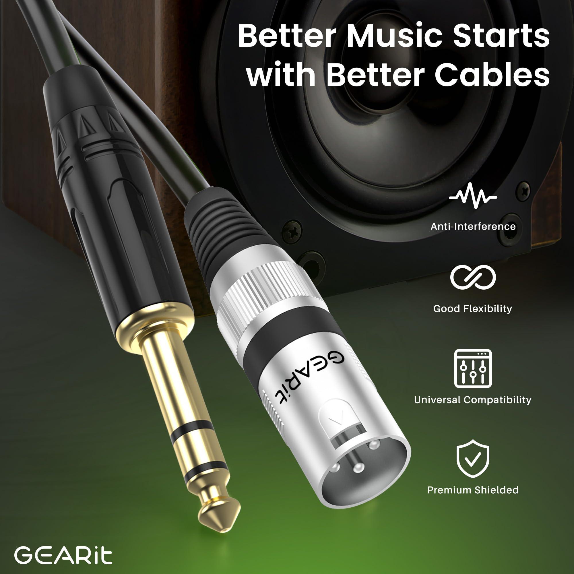 GearIT GearIT XLR Male to TRS Male 1/4 inch 6.35mm (TRS to XLR Male Cable) 15 Feet - with 1/8 inch 3.5mm Adapter