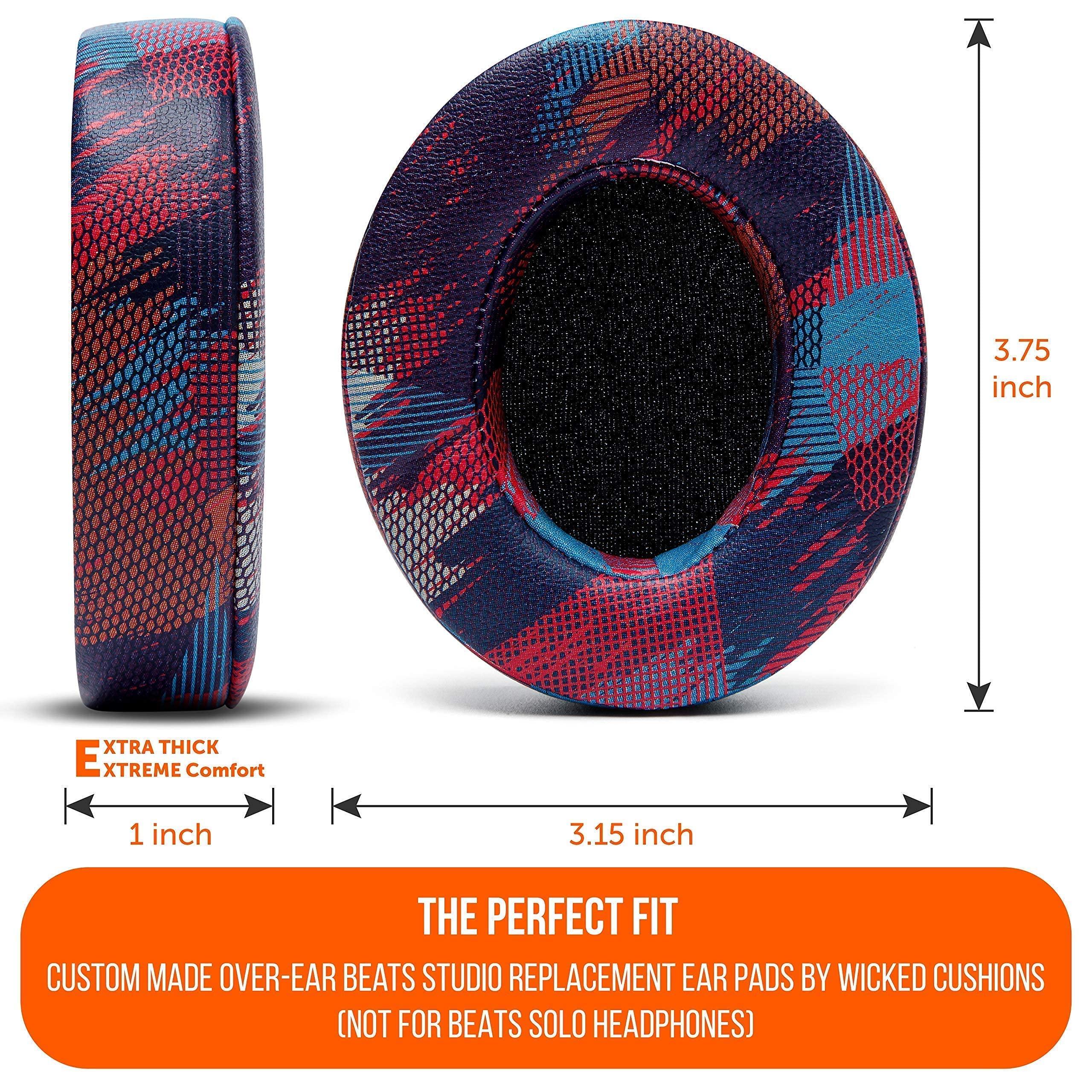 WC Design Pack - WC Wicked Cushions Replacement Ear Pads Compatible with Beats Studio 3 Headphones - Also Fits Beats Studio 2 / Studio Wireless & Wired - Enhanced Comfort, Durability & Improved Adhesive