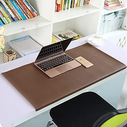Wangle PU Leather Desk Pad with Edge Protection,Smooth Gaming Large Mouse Mat,Waterproof Desktops Mat with Lip,Non-Slip Writing Mat for Office Home,Brown