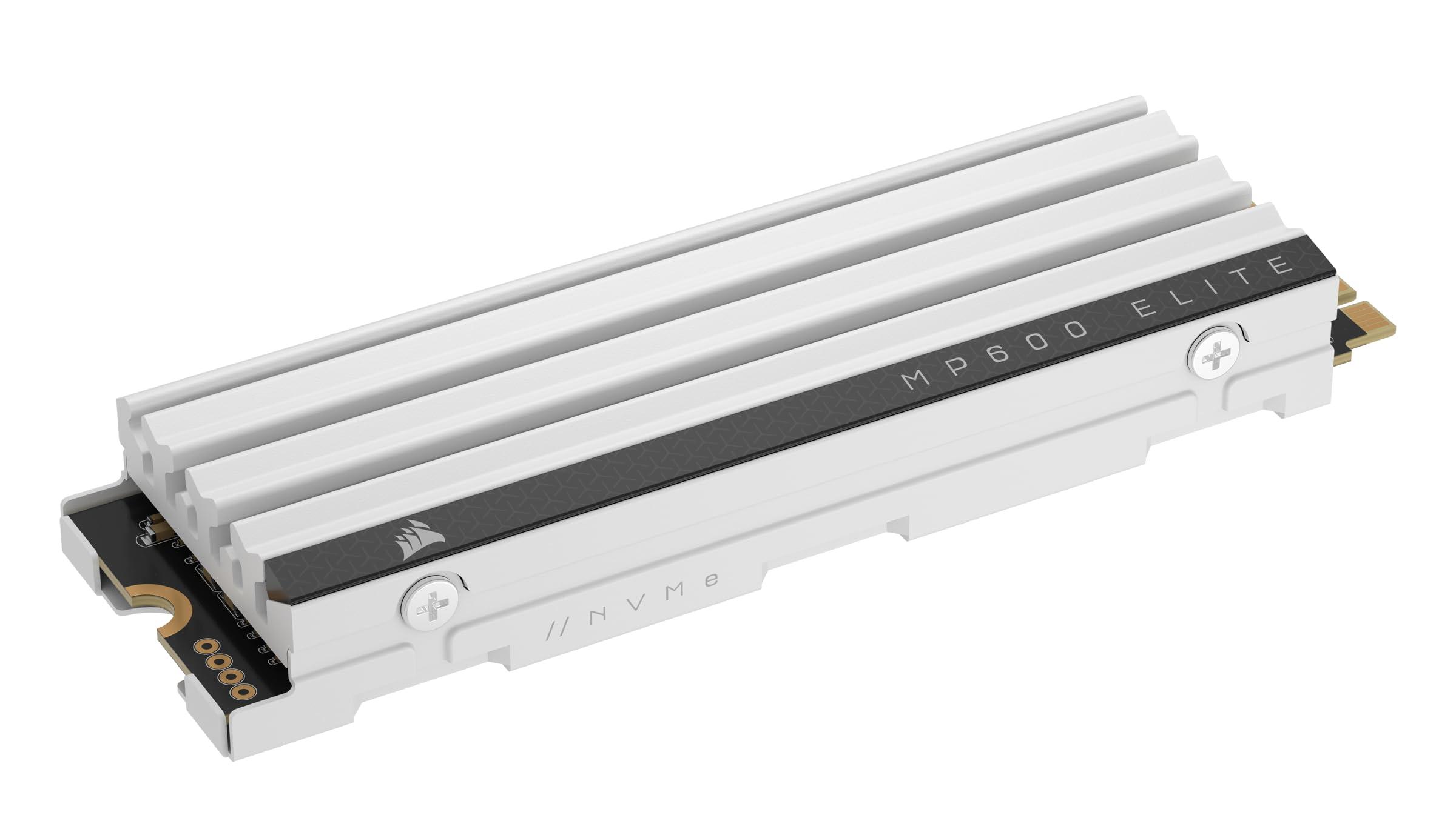 Corsair Corsair MP600 Elite 2TB M.2 PCIe Gen4 x4 NVMe SSD Optimized for PS5 Included Heatsink M.2 2280 Up to 7,000MB/sec Sequential Read High-Density 3D TLC NAND White