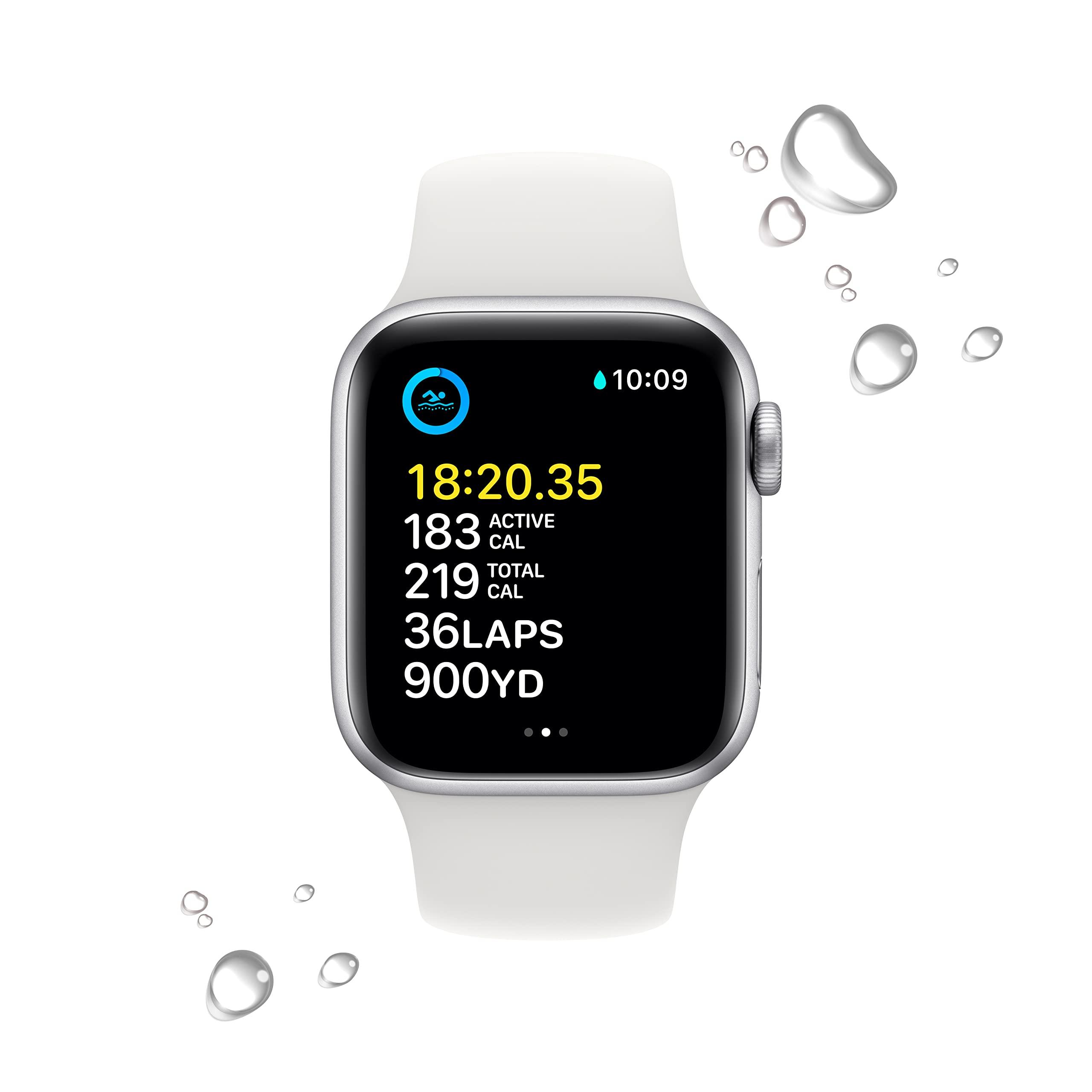 Apple Apple Watch SE (2nd Gen) (GPS + Cellular, 40mm) - Silver Aluminum Case with White Sport Band, S/M (Renewed)
