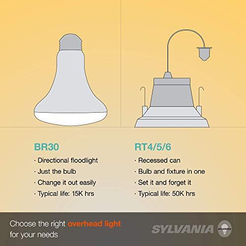LEDVANCE SYLVANIA LED Recessed Downlight 4" RT Kit, E26 Socket Screw Medium Base, 65W Equivalent, Dimmable, 4000K Cool White, 1 pack