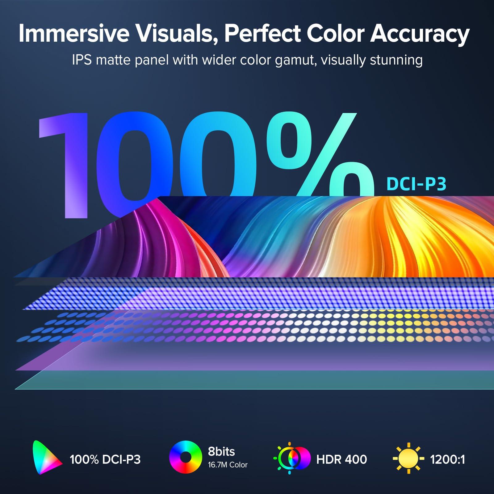 UPERFECT UPERFECT 2K 144Hz Portable Monitor 17.3 Inch 2560x1440P Portable Gaming Monitor Travel Monitor for Laptop HDR IPS Screen with VESA, Cover Stand, Dual Speakers for PC Phone Game Console Steam Deck