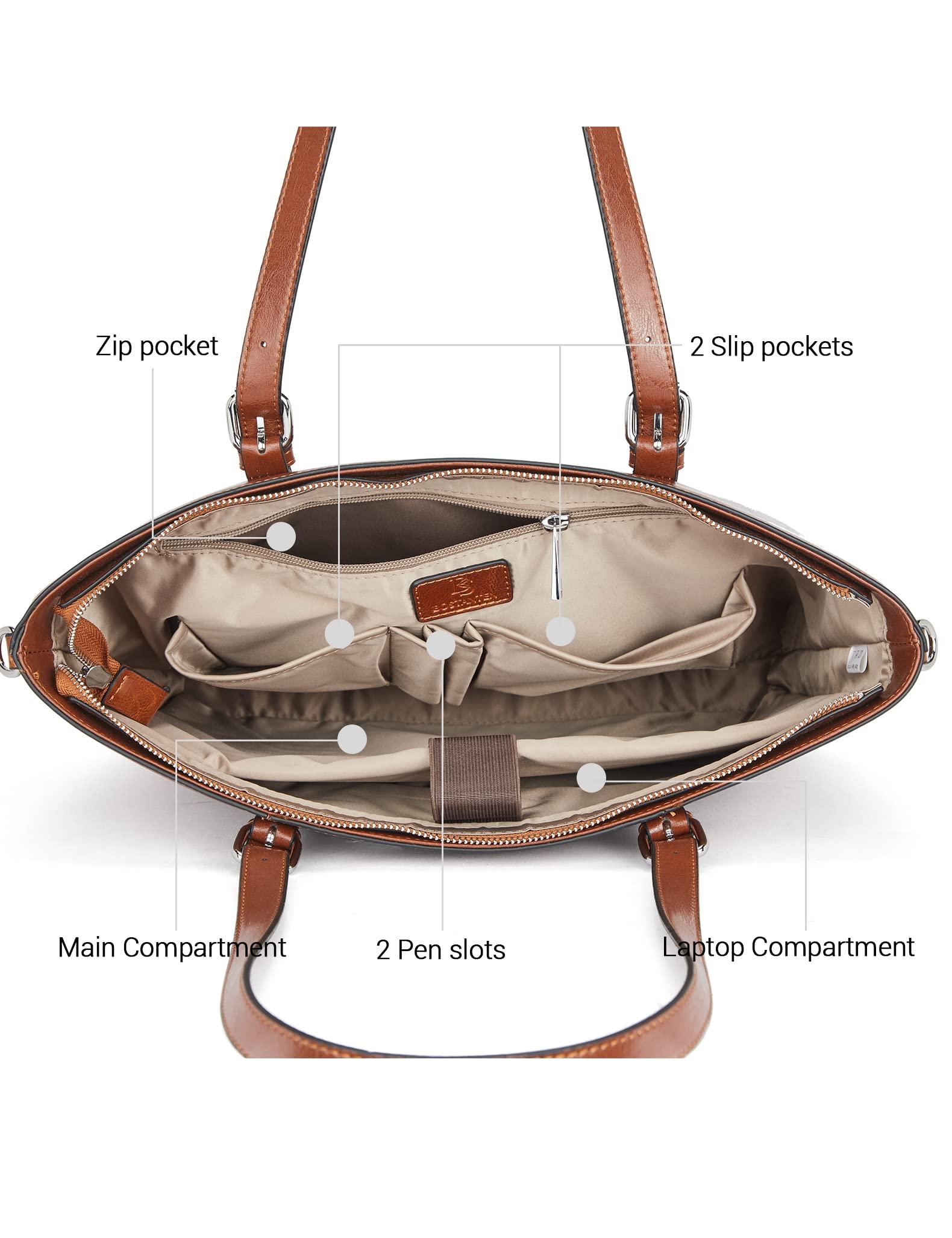 BOSTANTEN BOSTANTEN Womens Leather Laptop Tote & Womens Leather Wallets