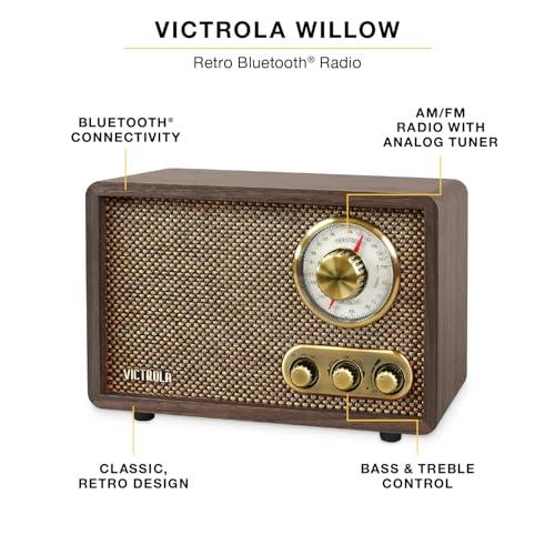 Victrola Victrola Retro Wood Bluetooth Radio with Built-in Speakers, Elegant & Vintage Design, Rotary AM/FM Tuning Dial, Wireless Streaming, Espresso