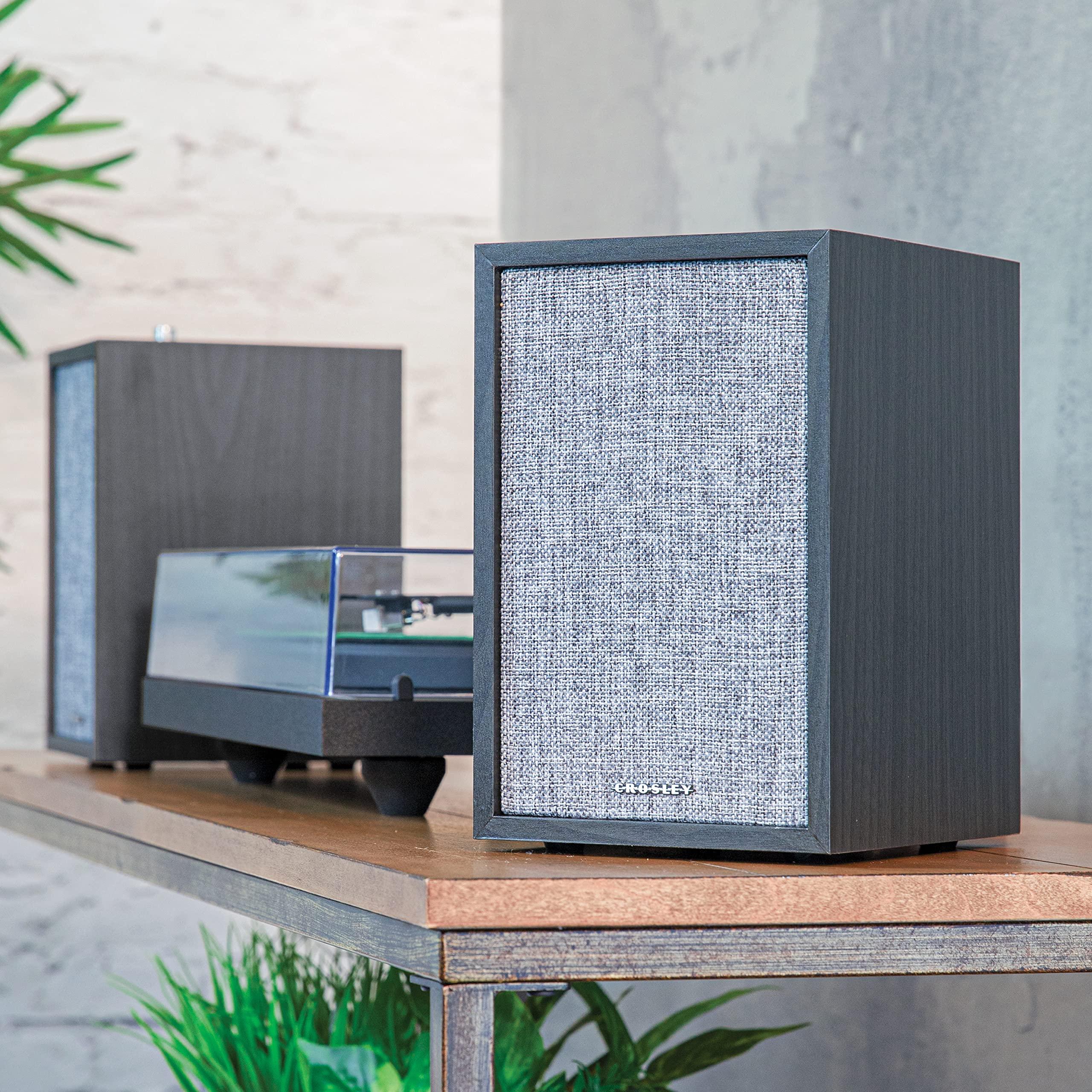 Crosley Crosley S200A-BK 4" Active Powered Bluetooth Stereo Speakers with Optical, USB, and Aux Connections, Black