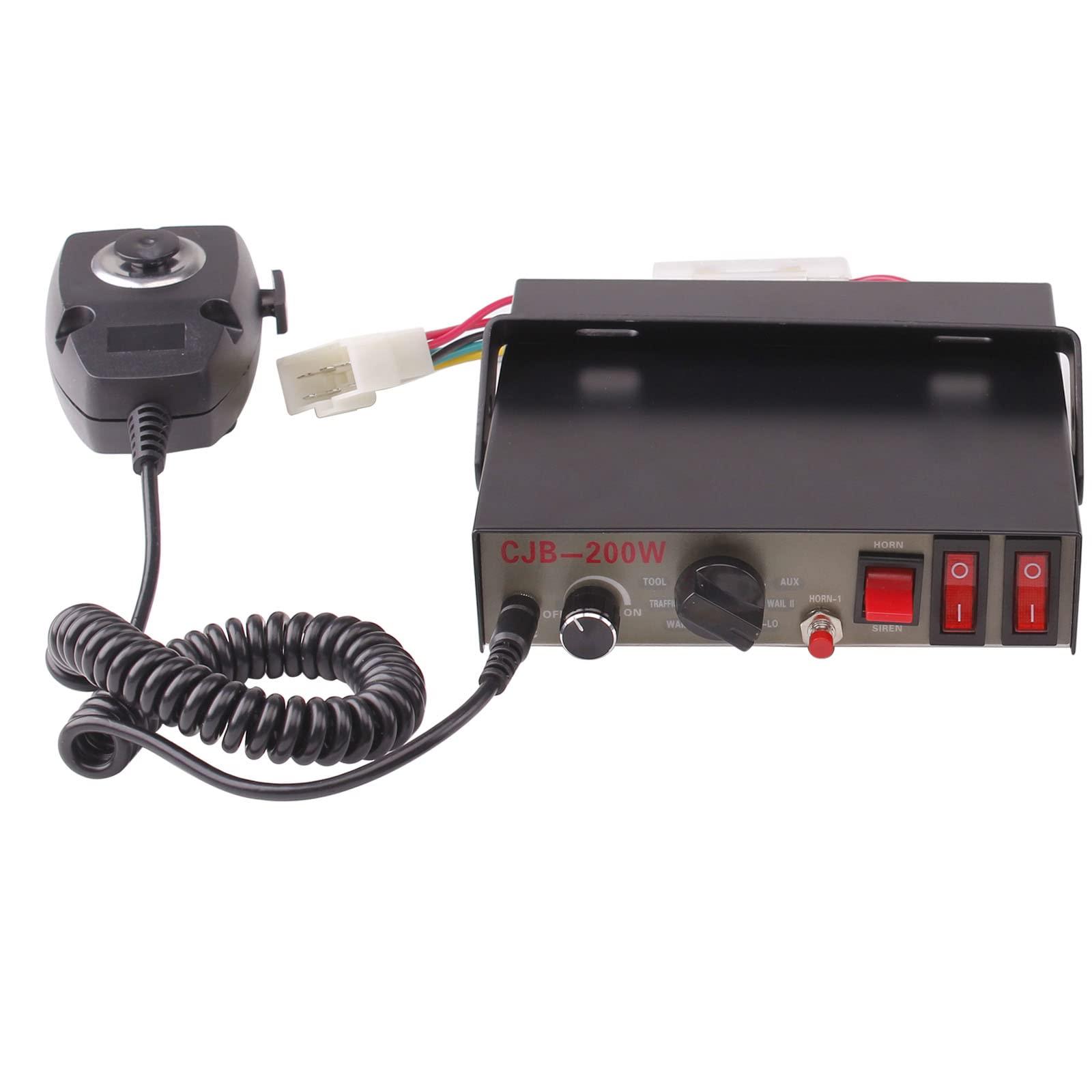 banhao 12V Pa System for Vehicles, Police Siren Vehicle Pa Speaker, Ambulance Car Siren 8 Tones 130DB 200 Watt, Heavy Duty Handheld Microphone, Emergency Siren for Car Truck Vehicles