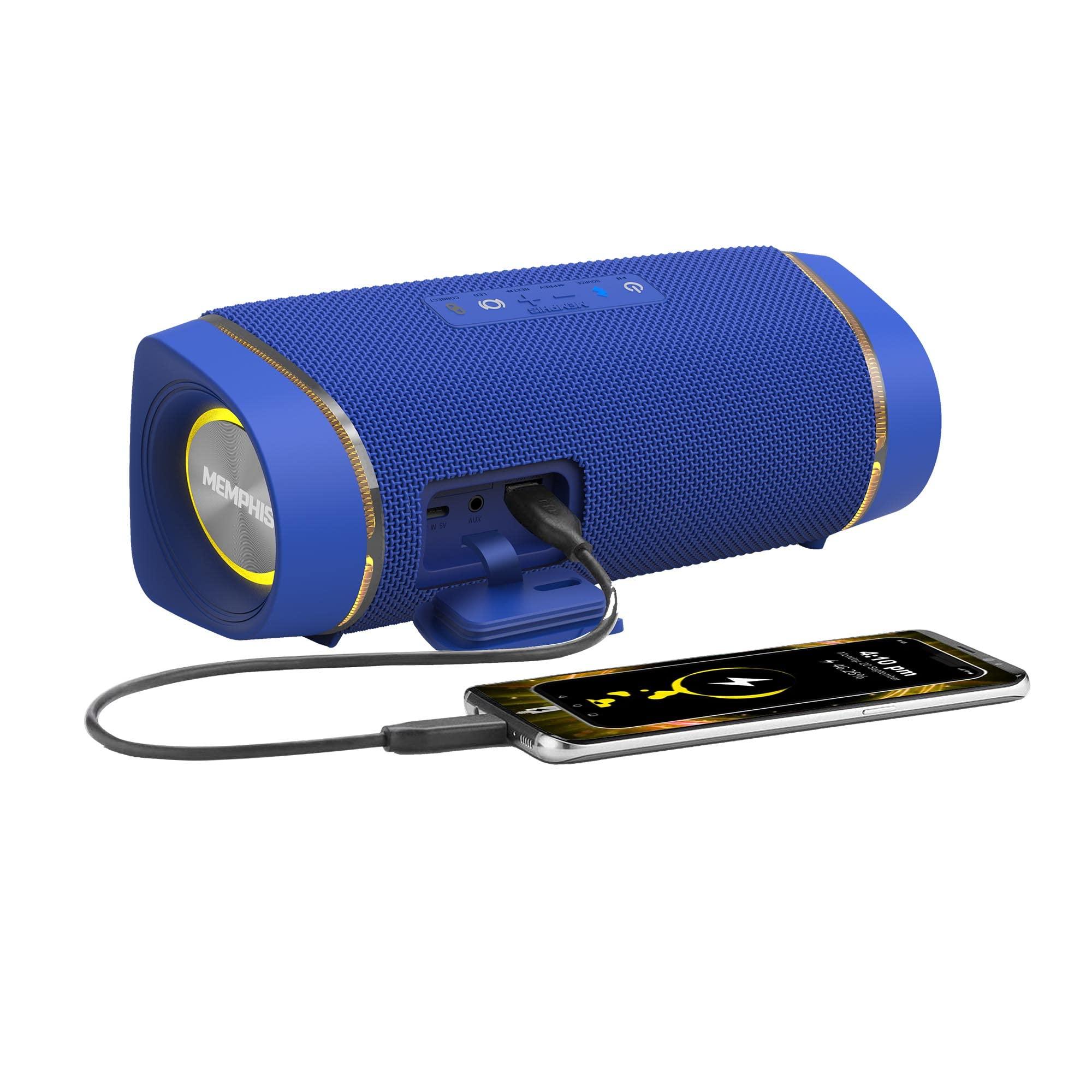 Memphis Memphis MFLOWBTB Flow - Wireless Bluetooth & AUX Speaker, IPX7 Water Resistance, Blue