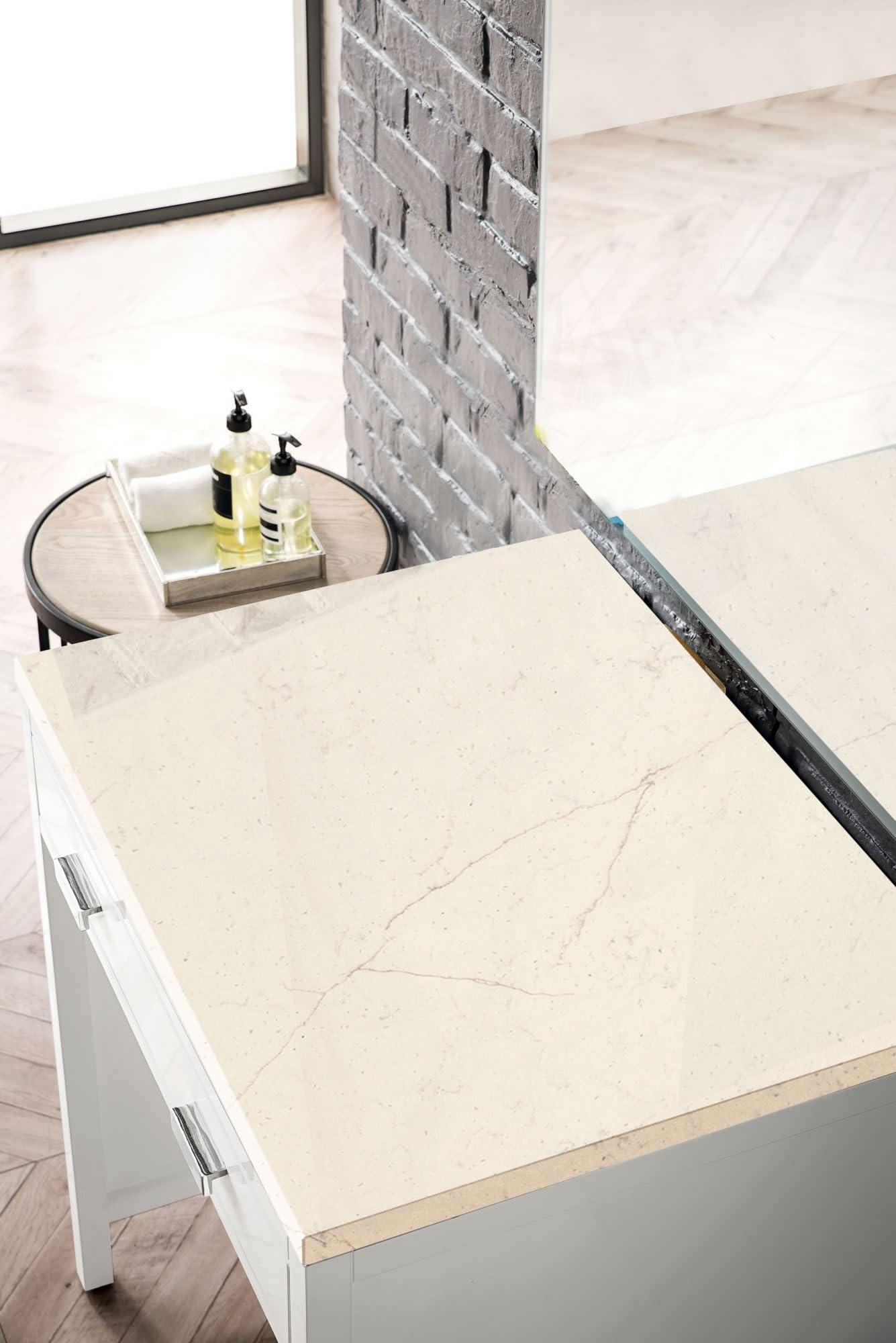 James Martin Vanities James Martin Vanities E444-CU30-GW-3EMR James Martin Vanities E444-CU30-3EMR Addison 30" Makeup Vanity Set with Eternal Marfil Top