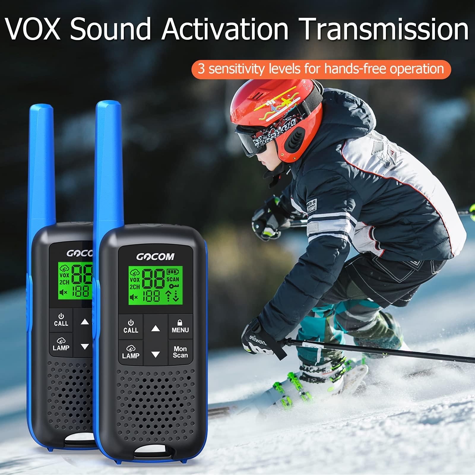 GOCOM Walkie Talkies - GOCOM G600 FRS Two Way Radio for Adults 2W Long Range Walkie Talkie Rechargeable, VOX Scan, NOAA & Weather Alerts, LED Lamplight 2 Pack Hand held radios