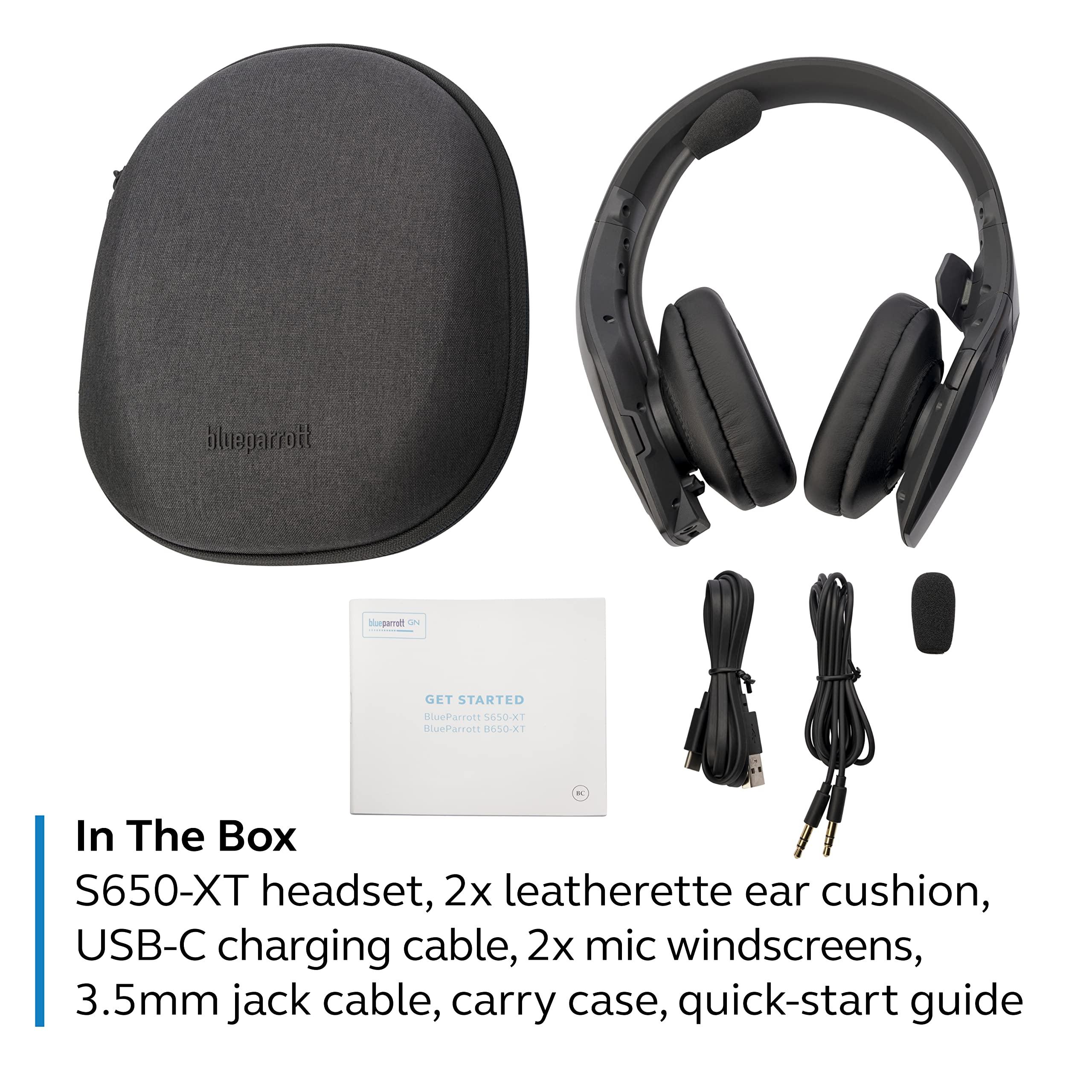 BlueParrott BlueParrott S650-XT Trucker Bluetooth Headset 2-in-1 Convertible Stereo to Mono Headset with Noise Cancellation, Extended Wireless Range and IP54-Rated Protection - Ideal for Anyone On The Go, Black