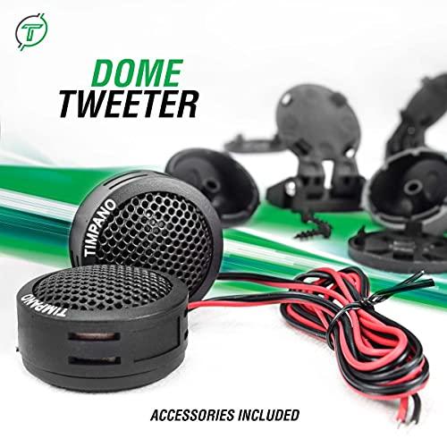 Timpano Timpano TPT-ST1 Dome Tweeter, 1 Inch Tweeter Set for Car Audio, Angle or Surface Mount Tweeters, 4 Ohm Soft Dome 150 Watts Max Power Tweeter for Pro Car Audio (Pair)