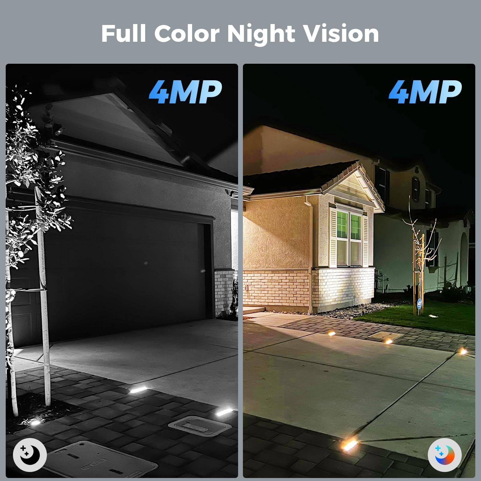 Hiseeu Hiseeu Solar Camera Security Outdoor, 3 Pack 100% Wireless 3K 4MP Surveillance Indoor WiFi Smart Cameras for Home Security Outside, PIR/AI Motion Detection, Waterproof, Color Night Vision, 2-Way Audio