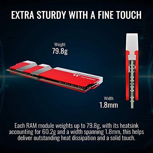 Thermaltake Thermaltake TOUGHRAM RGB DDR4 3600MHz 16GB (8GB x 2) 16.8 Million Color RGB Alexa/Razer Chroma/5V Motherboard Syncable RGB Memory- Racing Red (RG25D408GX2-3600C18A)