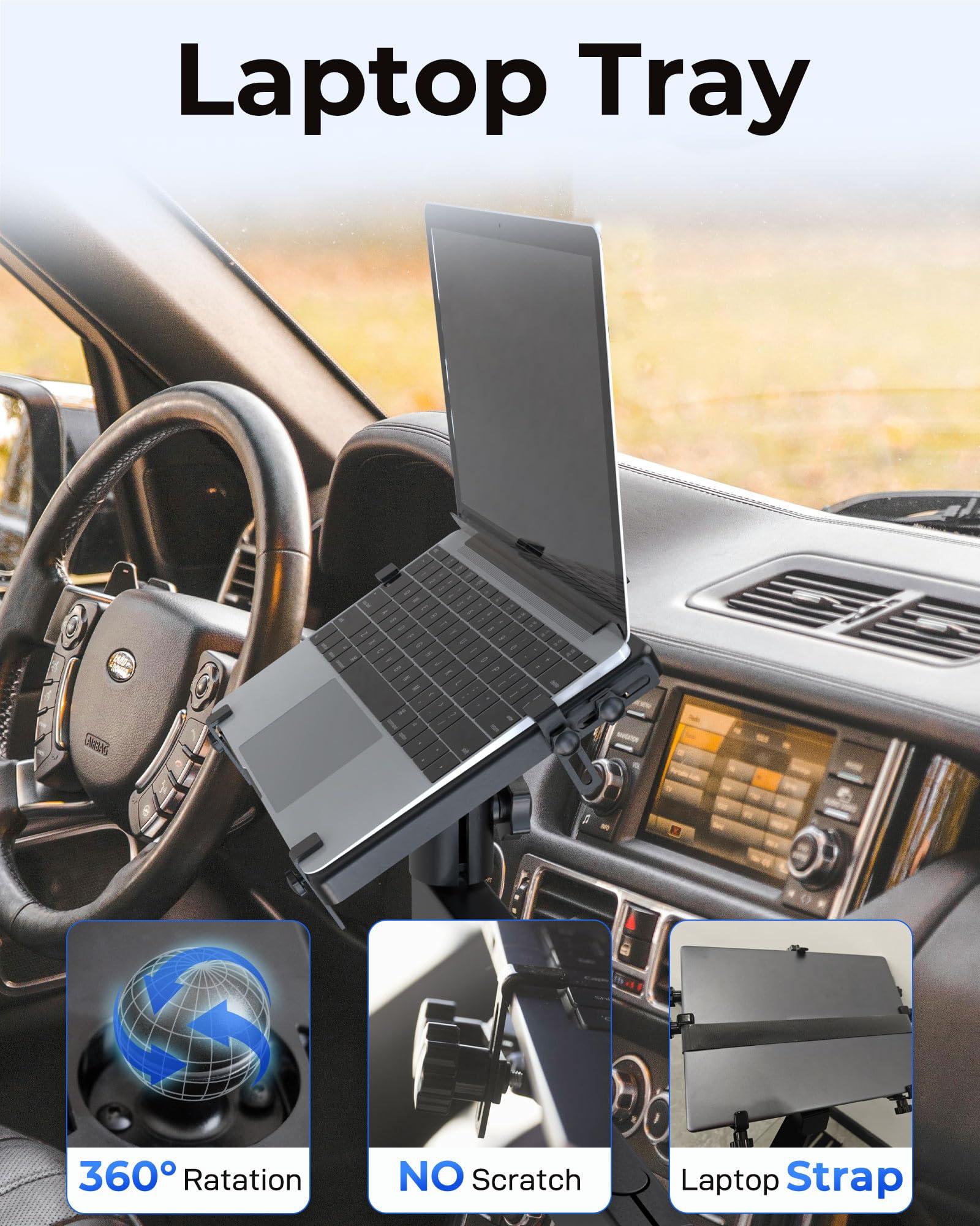 SPIRRELAB SPIRRELAB Car Laptop Mount for Vehicle, Trucks, Vans, Adjustable Aluminum No-Drill Laptop Car Holder