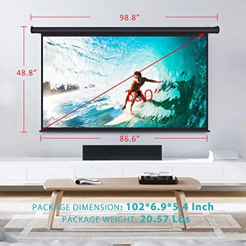 VIVOHOME VIVOHOME 100 Inch Electric Motorized Projector Screen with Remote, 16:9 8K 4K Ultra HD Widescreen for Movie Home Theater Cinema Office Video Game