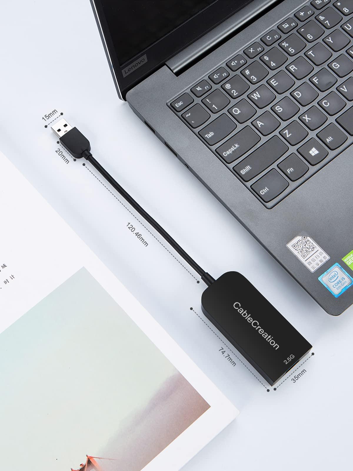 CableCreation CableCreation 2.5G Ethernet to USB Adapter, USB 3.0 Gigabit LAN Dongle,Wired Network to USB Convertor, Latest Internet rj45 to USB Adapter, for MacBook Windows 10,8.1, macOS X 10.6-10.15, Black