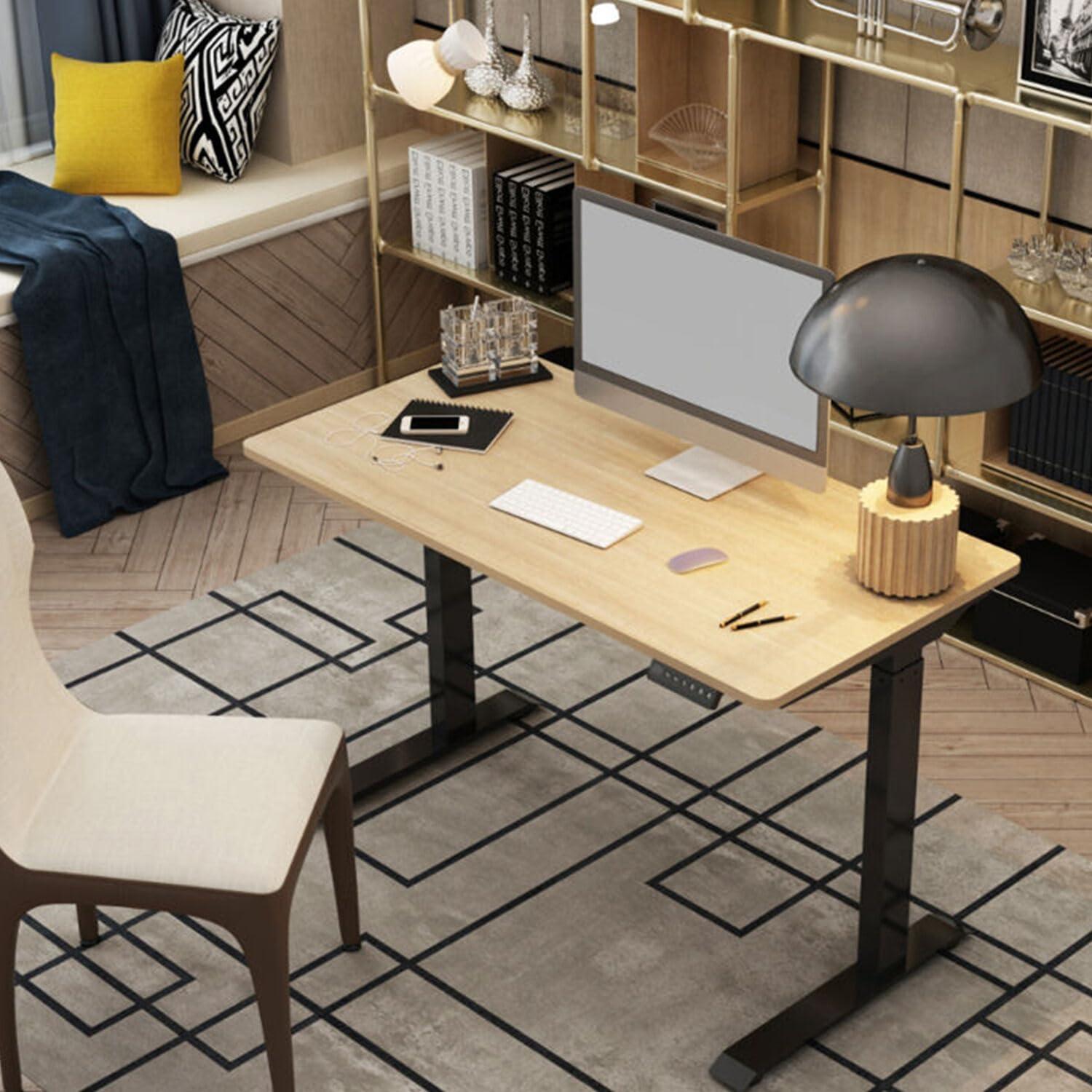 Hanover Hanover 47x24-Inch Easy Assembly Sit Stand Desk, Ergonomic Electric Height Adjustable Standing Desk with Programmable Memory for Home, Office, or School, Modern and Sleek Stand Up Desk, Natural/Black