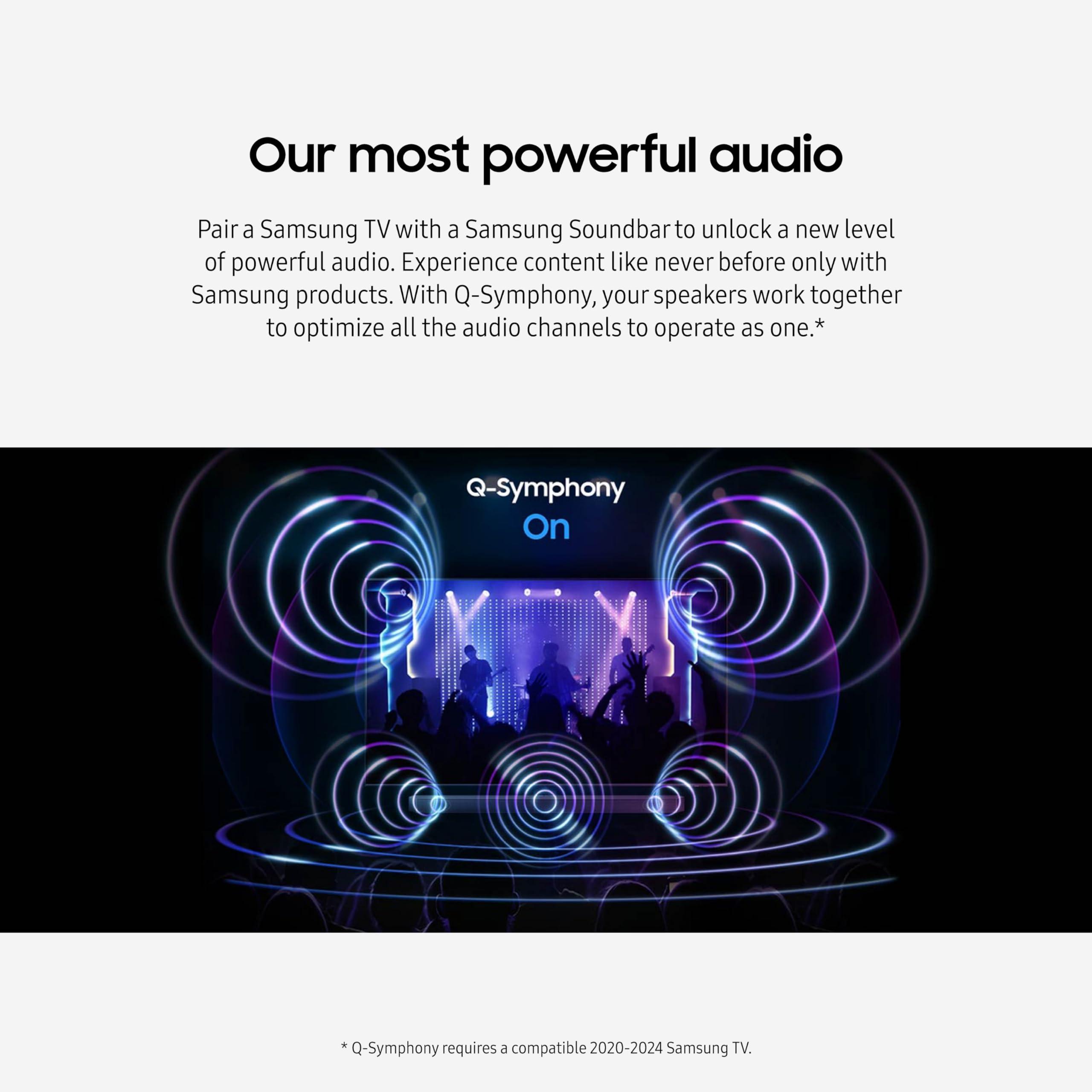 SAMSUNG SAMSUNG QS730D 3.1.2ch Soundbar w/Wireless Dolby Atmos Audio, Q-Symphony, SpaceFit Sound Pro, Adaptive Sound, Game Mode Pro, 8 Subwoofer Included, HW-QS730D/ZA