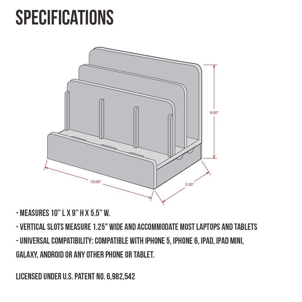Great Useful Stuff Great Useful Stuff G.U.S. Multi-Device Charging Station Dock & Organizer - Multiple Finishes Available. for Laptops, Tablets, and Phones - Strong Build, Eco-Friendly Bamboo
