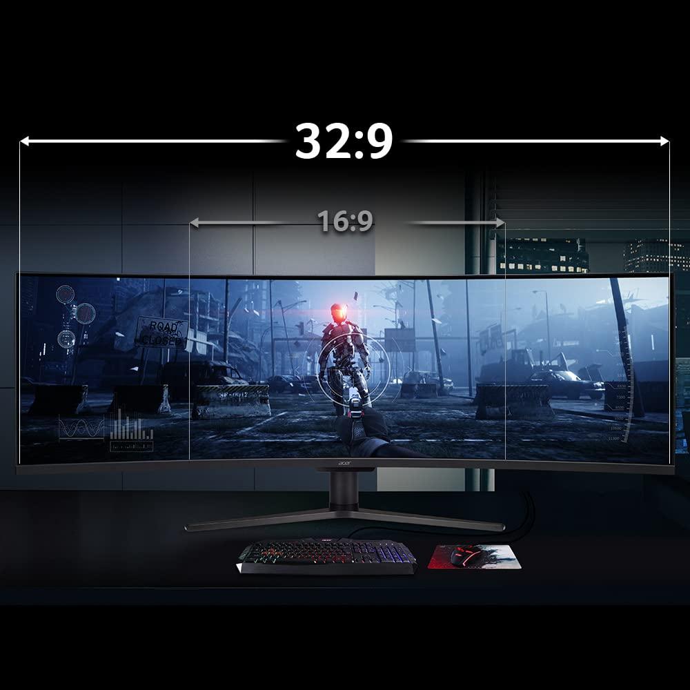 acer Acer EI491CUR Sbmiipphx 49" 1800R 32:9 Curved DQHD (5120 x 1440) Zero-Frame Gaming Monitor | AMD FreeSync Premium | Up to 120Hz | 4ms | 94% DCI-P3 | 2 x Display Port v1.4, 2 x HDMI 2.0 & 1 x Audio Out