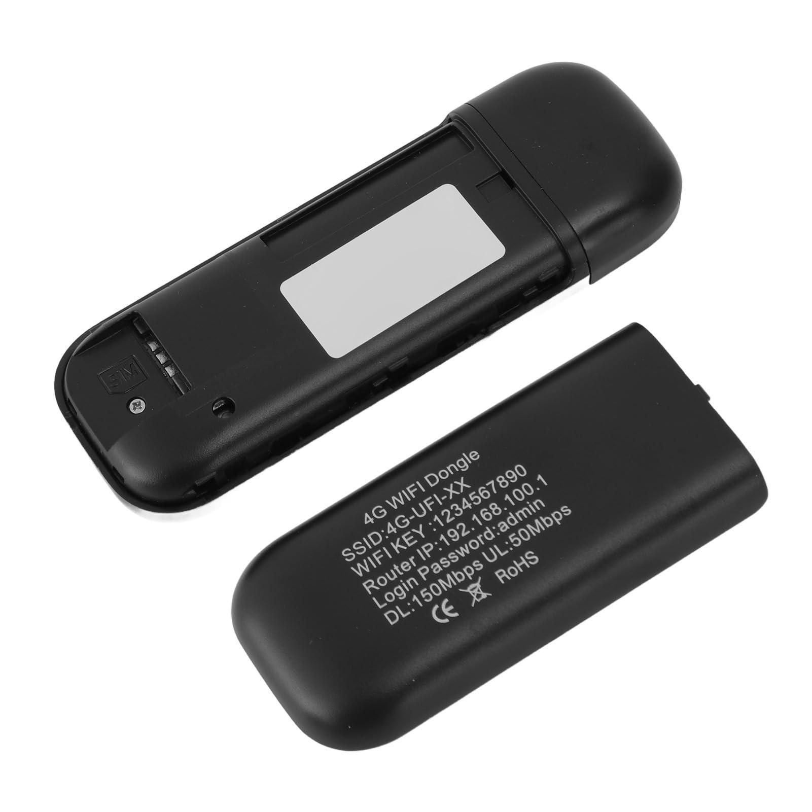 XUMIUZIY 4G LTE USB 4G LTE USB Portable Router, Pocket Mobile Hotspot with SIM Card Slot, Travel Mini Wi Fi Hotspot, Support 10 Devices, WPA WPA2 Wi Fi Encryption (Black)