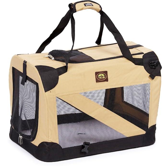 Pet Life Pet Life Folding Zippered 360 Degree Vista View House Pet Crate in Khaki, 36" L x 25" W x 25" H