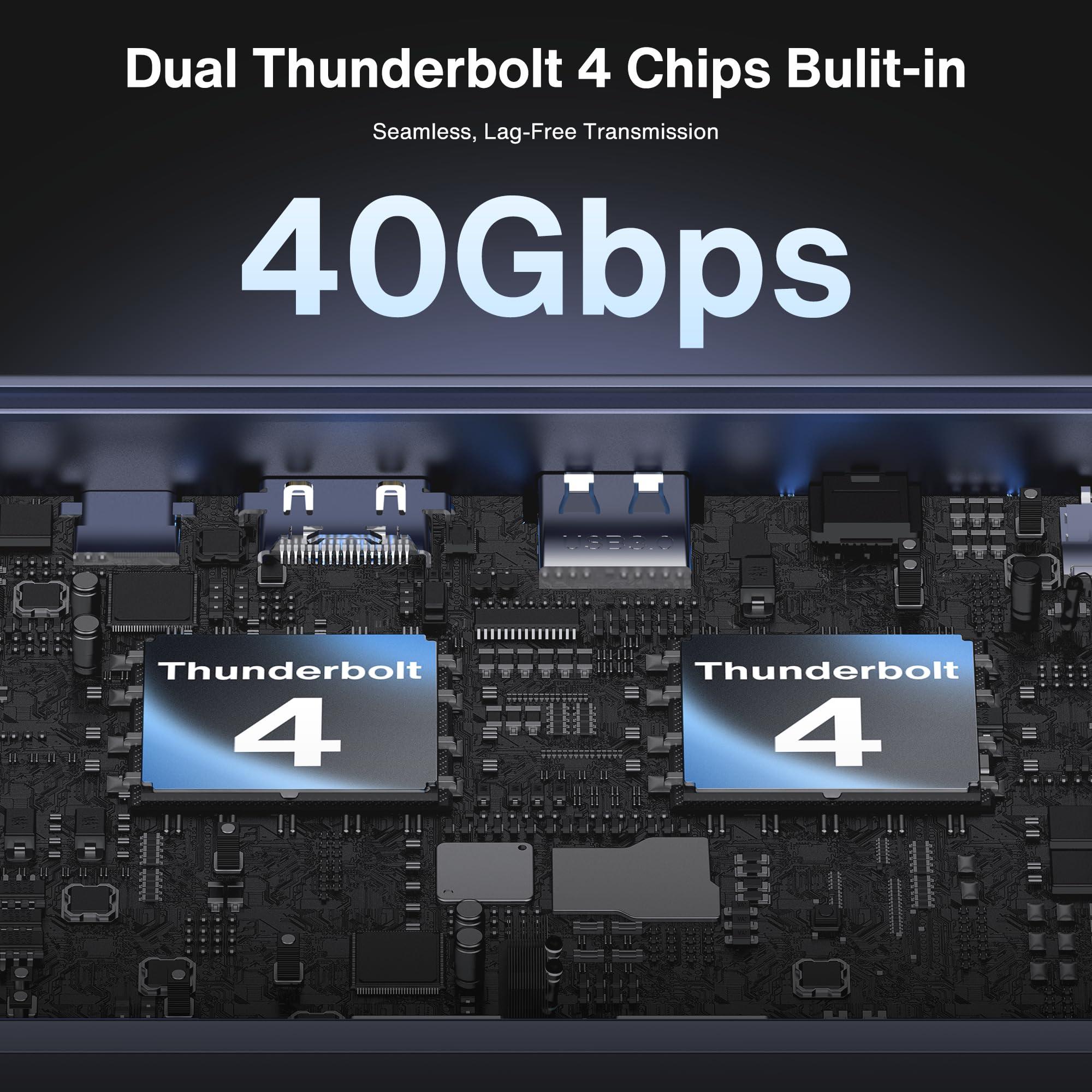 IVANKY iVANKY FusionDock Max 1 Dual Thunderbolt 4 Chips, 20-in-1 Quad 6K@60Hz Monitor MacBook Docking Station, 40Gbps Dock for Mac M1/M2/M3/M4 Pro/Max, 2HDMI 2.0, 96W PD, 10Gbps USB, 2.5 GbE, SD/TF 4.0