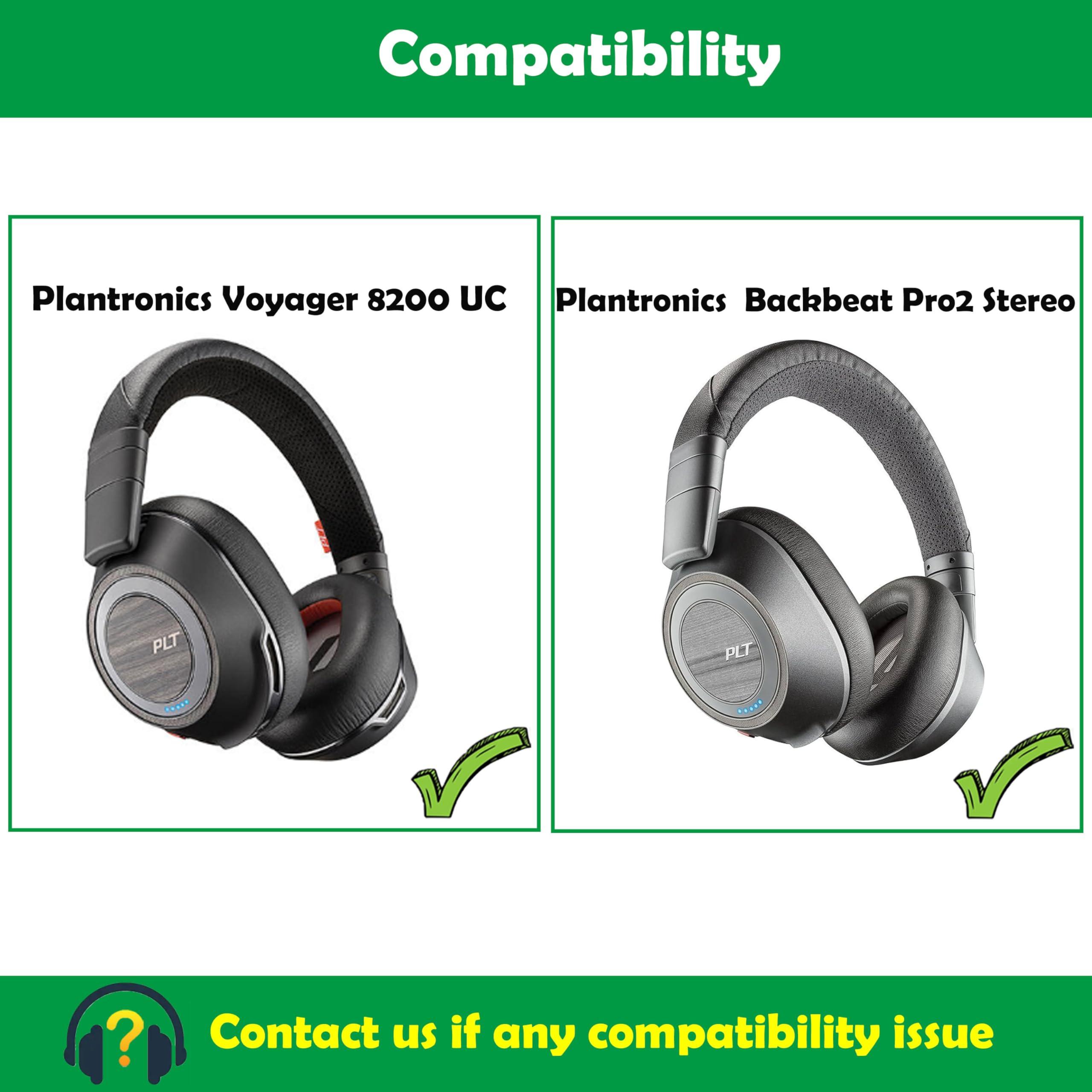 ACCOUTA Professional Replacement Earpads Cushions Compatible with Plantronics Voyager 8200 UC/Backbeat Pro2 Stereo Bluetooth Headphones Ear Pads with Softer Protein Leather/Memory Foam