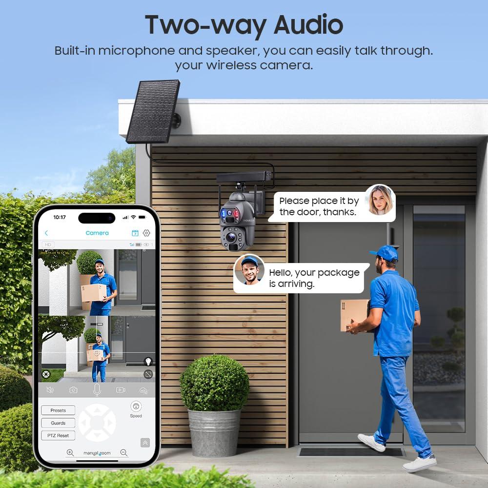 INQMEGA INQMEGA Metal 20X Optical Zoom 6MP Dual-Lens Security Solar Cameras, 4G Cellular 20000mA Battery Powered Camera with 10W Solar Panel, PIR Motion Detection, Color Night Vision, Include 4G Card