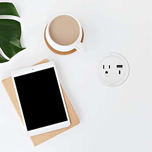 Wiremold Legrand Wiremold RFPCRUAUC-WH10 Round Furniture Power Center with USB, 1 Outlet, Type A/C USB, 10 Foot Cord, White