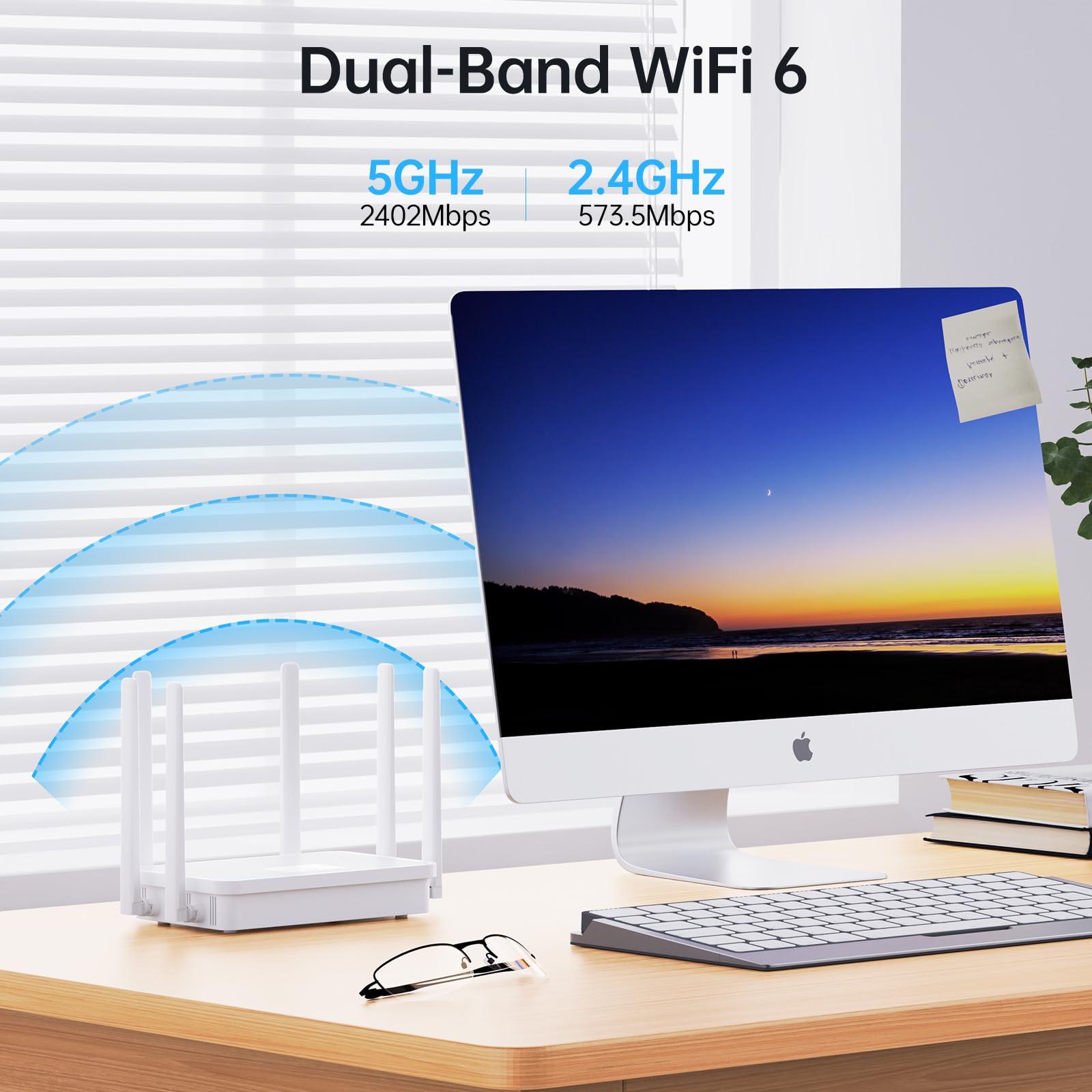 UeeVii UeeVii CPE450 Wireless Bridge and WR3000K WiFi Router Kit, 5.8G 3KM Point to Point Wireless Bridge Outdoor to Shop Barn Garage Building Network Kit Solution, Outdoor WiFi Bridge(2PCS), Plug and Play