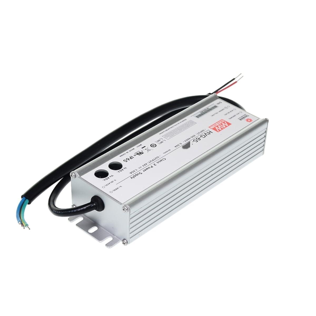 MEANWNVV Mean Well HVG 65W 42V 1.55A LED Driver HVG-65-42B AC-DC Constant Current Voltage Switching Power Supply Converter Transformer with IP67, PFC, 3 in 1 Dimming