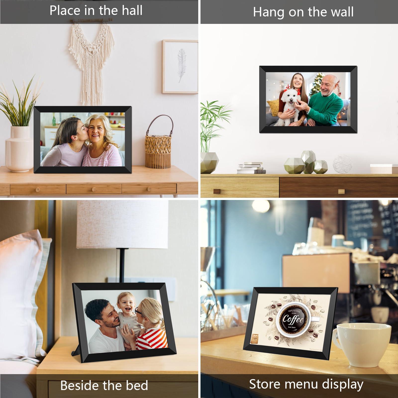SSA SSAWiFiFrame WiFi Digital Picture Frame,Share Photo via App or Email from Anywhere 10.1 IPS Touchscreen,Auto-Rotate Support Music/Calendar/Weather/Clock, No Limited Cloudly Free App
