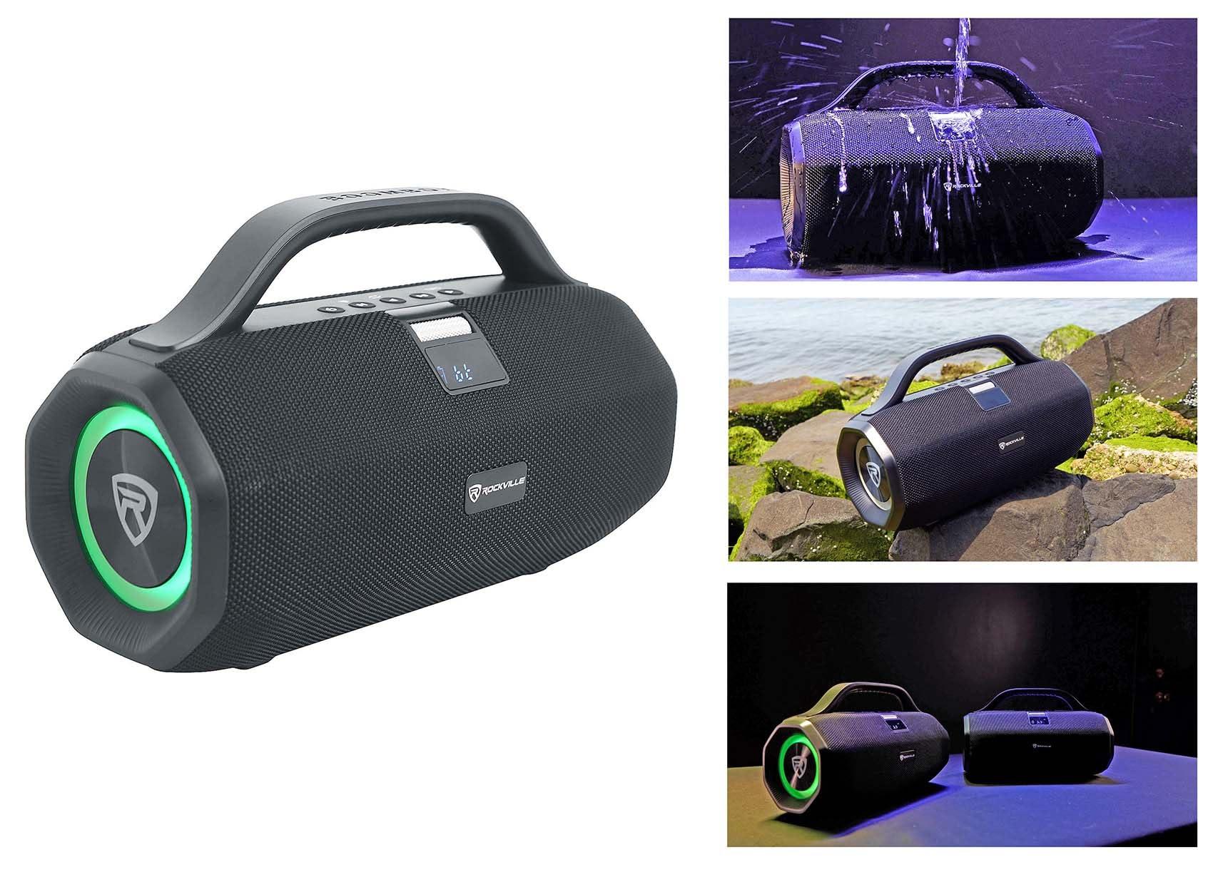 Rockville Rockville SONIC-50L Portable Bluetooth Speaker, 50W Stereo Sound, Dual LED Rings, IPX5 Water-Resistant, Upto 24-Hour Battery, TWS, USB/TF Card/AUX/Mic Inputs, for Outdoor and Indoor Events