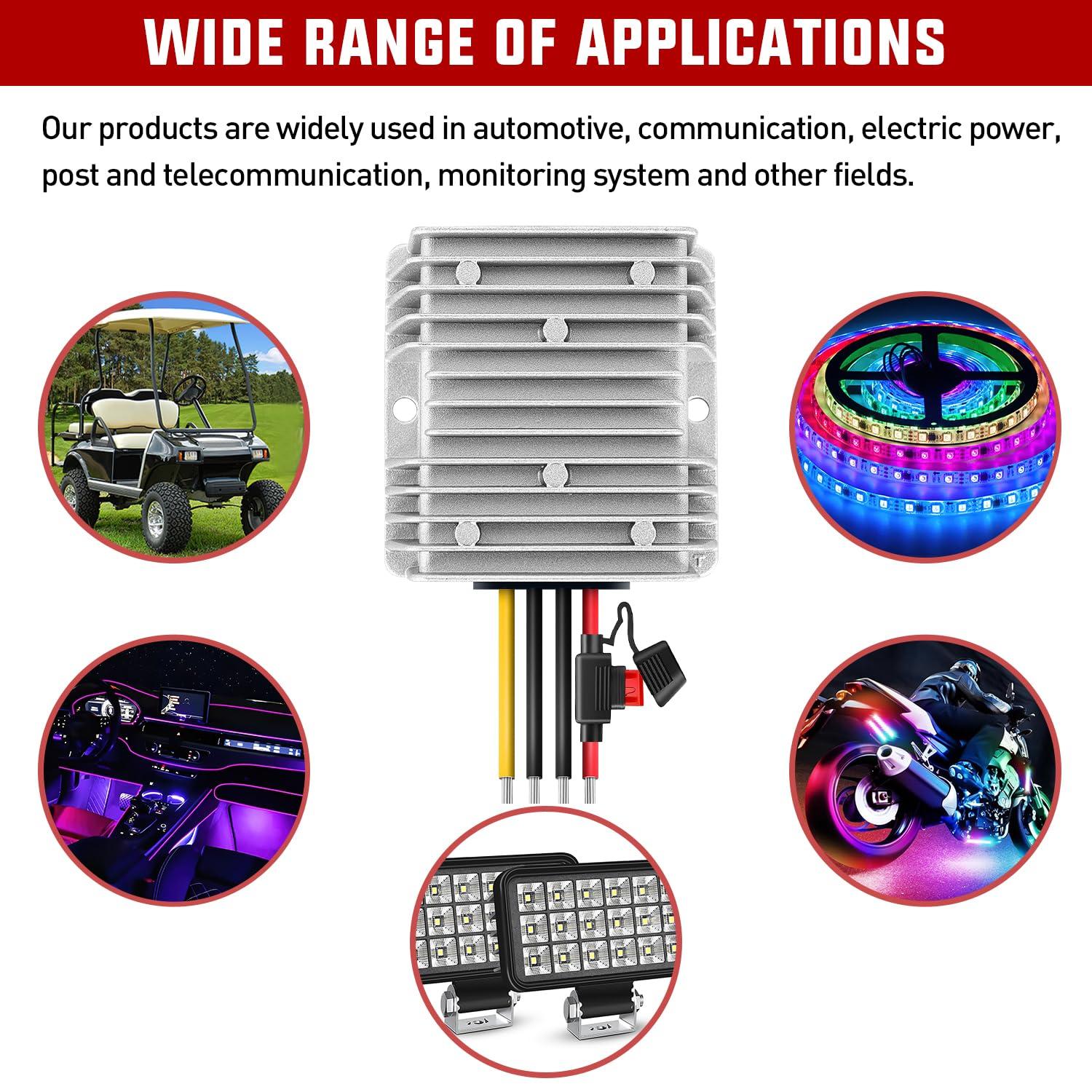 Nilight Nilight 48V 36V to 12V Voltage Converter 240W 20A Voltage Regulator Step Down to 12VDC Waterproof DC to DC Converter Reducer Power Supply Transformer Module for Golf Cart Scooters