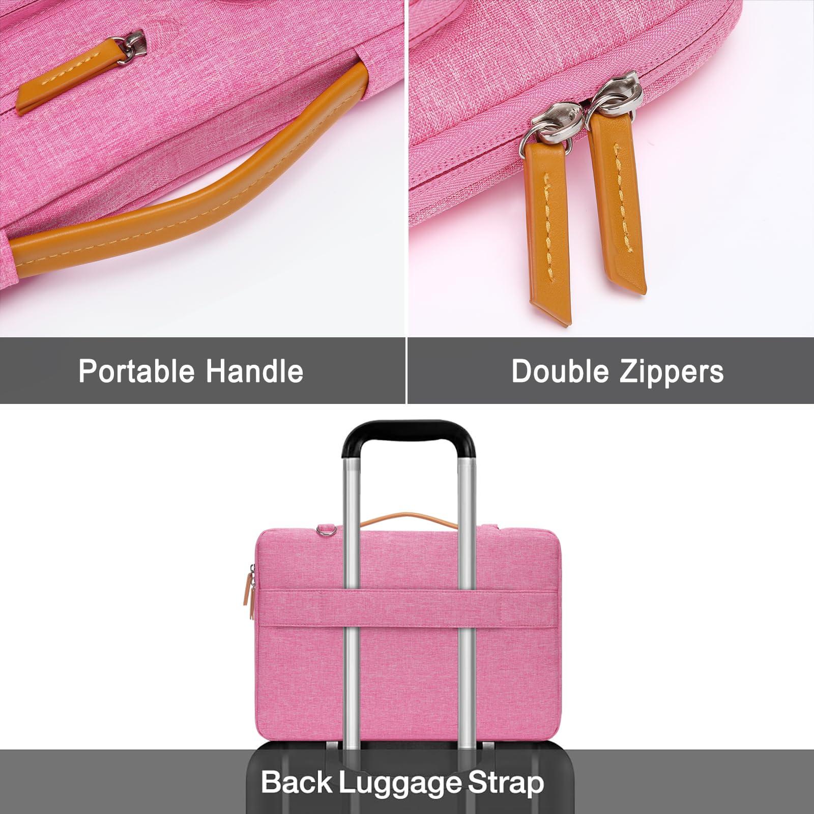 MOSISO MOSISO 360 Protective Laptop Shoulder Bag,13-13.3 inch Computer Bag Compatible with MacBook, HP, Dell, Lenovo, Asus Notebook,Side Open Messenger Bag with 4 Zipper Pockets&Handle, Rose Red