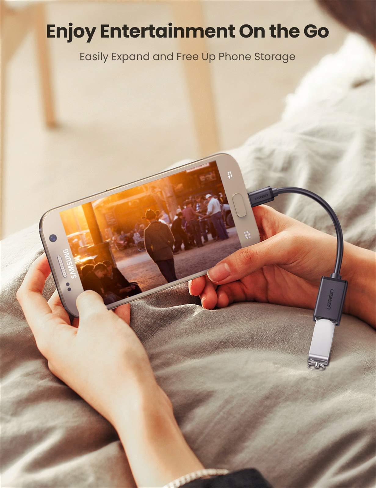 UGREEN UGREEN Micro USB 2.0 OTG Cable On The Go Adapter Male Micro USB to Female USB Compatible with Samsung S7 S6 Edge S4 S3 LG G4 Controller Android Windows Smartphone Tablets 4 Inch Black