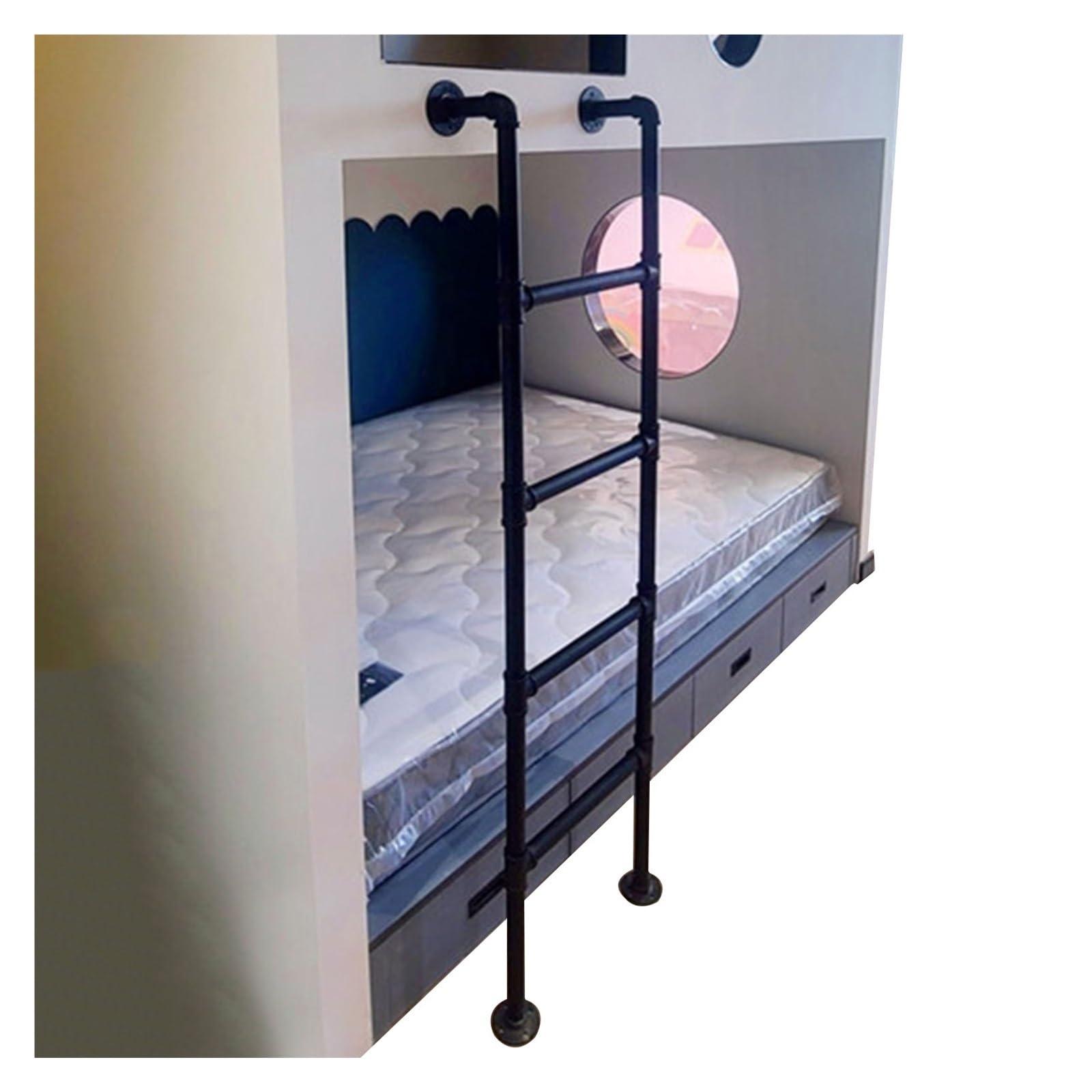 LSMKKA Rv Bunk Ladder 48 55 Inch 60 63 72 80 91" Basement Egress Ladder, Black Floor Standing Window Well Ladder 3 4 5 6 10 12 Step Ladders with Mount Discs, Adults Kids Safety Climb Stool (Color : Black,