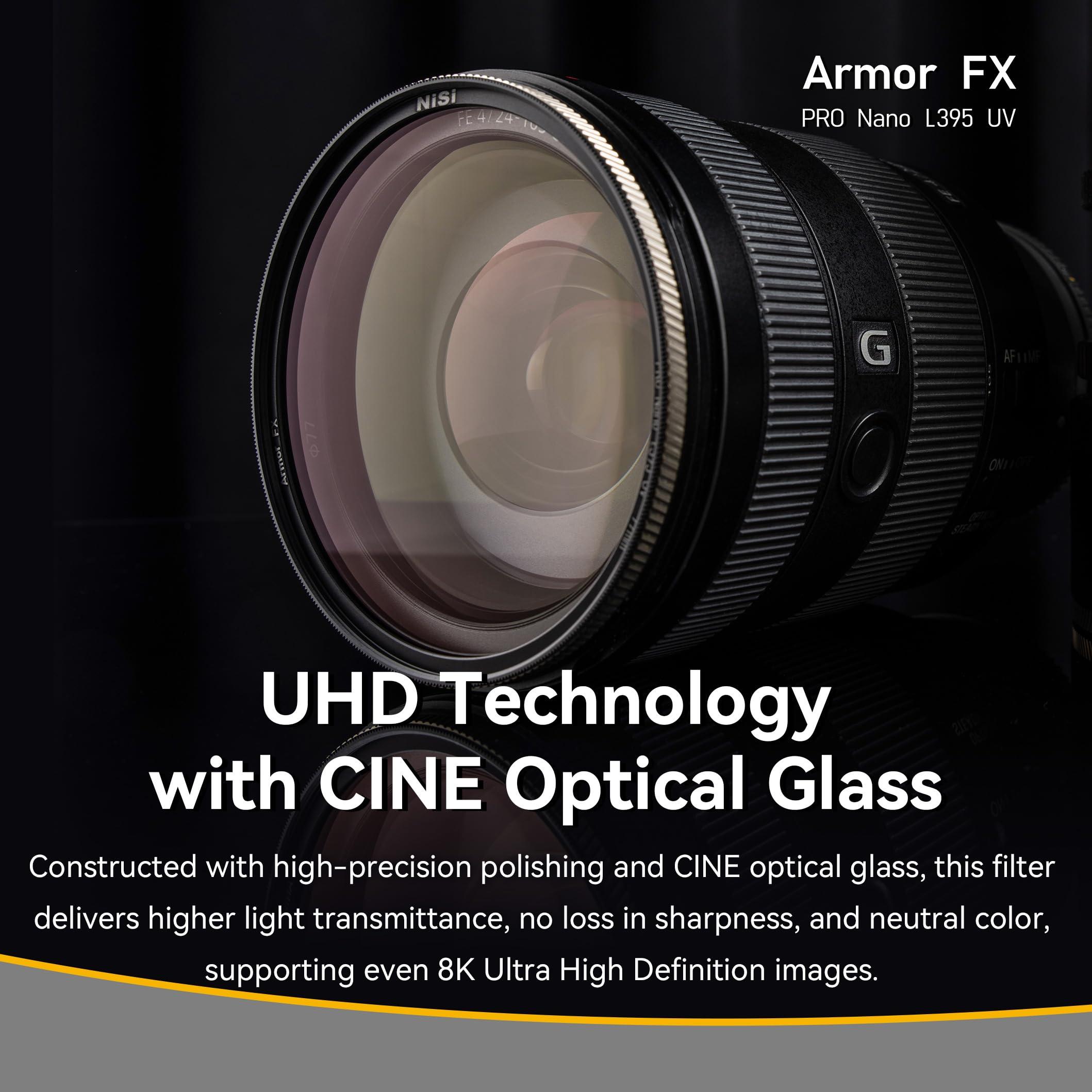 NiSi NiSi 77mm Armor FX PRO Nano L395 UV - Impact-Resistant, Ultraviolet Blocking, Lens Protection Filter - High Definition Optical Glass, Slim Brass Frame, Low Reflection, Waterproof Multi Nano Coating