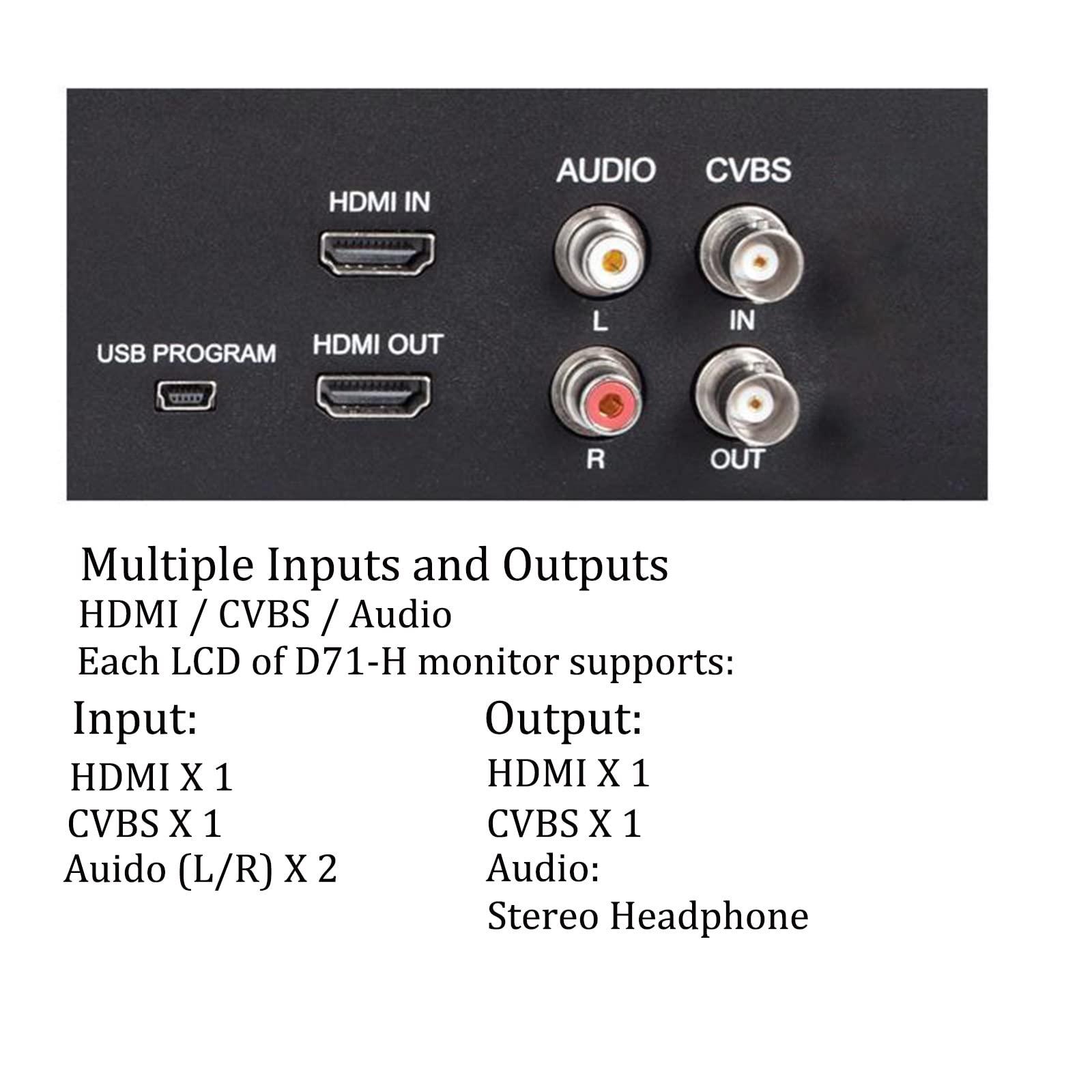 FEELWORLD FEELWORLD D71 Plus -H Dual 7" 3RU IPS 1920x1200 Broadcast LCD Rack Mount Monitor with HDMI, AV Input and Output