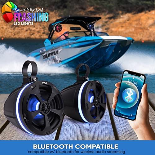 Pyle Pyle 2-Way Waterproof Off Road Speakers - 5.25" 1000W Active Passive Marine Grade Wakeboard Tower Speakers System w/ RGB Light, Full Range Outdoor Stereo Speaker for ATV/UTV Jeep Boat - PLUTV55BTR