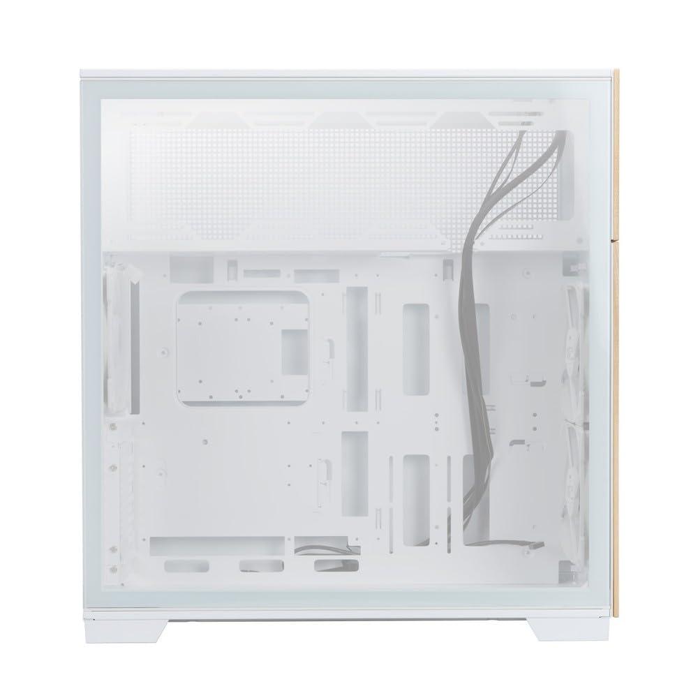 IN WIN InWin F5 White E-ATX Full Tower Computer Case with Customizable Wooden Front Modular Bezels, Tempered Glass Panels, Ventilated Mesh Panels, and Offers Back Connect ATX Motherboard Support