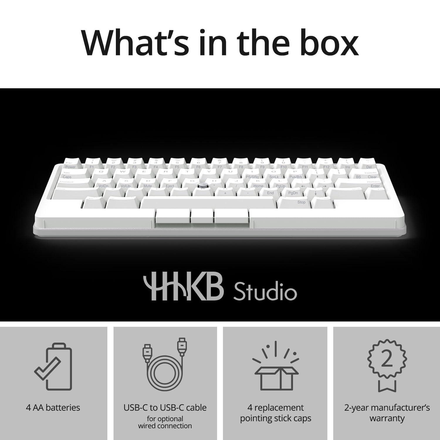 HHKB HHKB - Happy Hacking Keyboard Studio (Wireless, Bluetooth, Wired, USB, Silent, Mac, Windows, Snow, Printed)