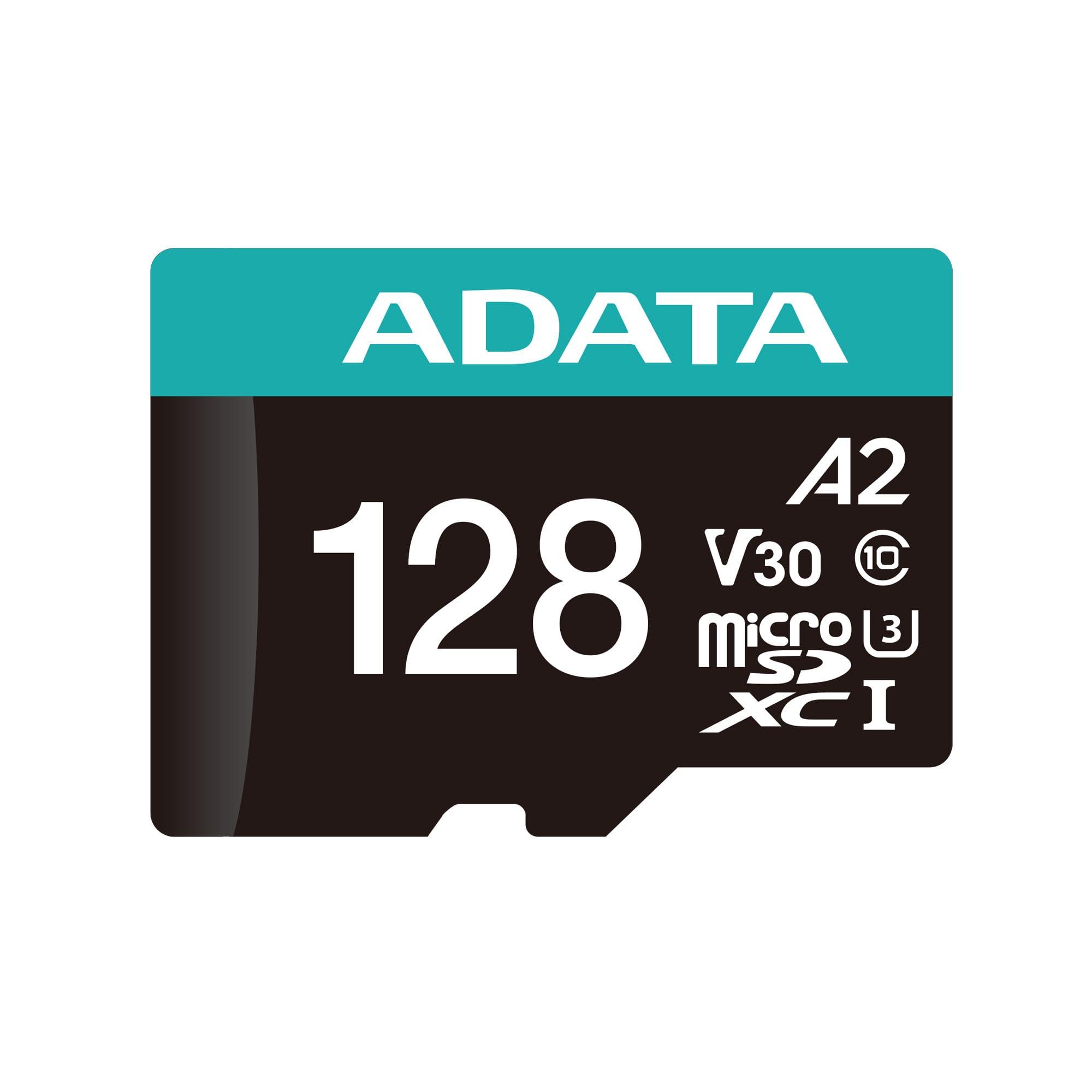 ADATA ADATA Premier Pro 128GB MicroSDXC UHS-I U3 V30 Class 10 A2 MircoSD Memory Card with Adapter AUSDX128GUI3V30SA2-RA1