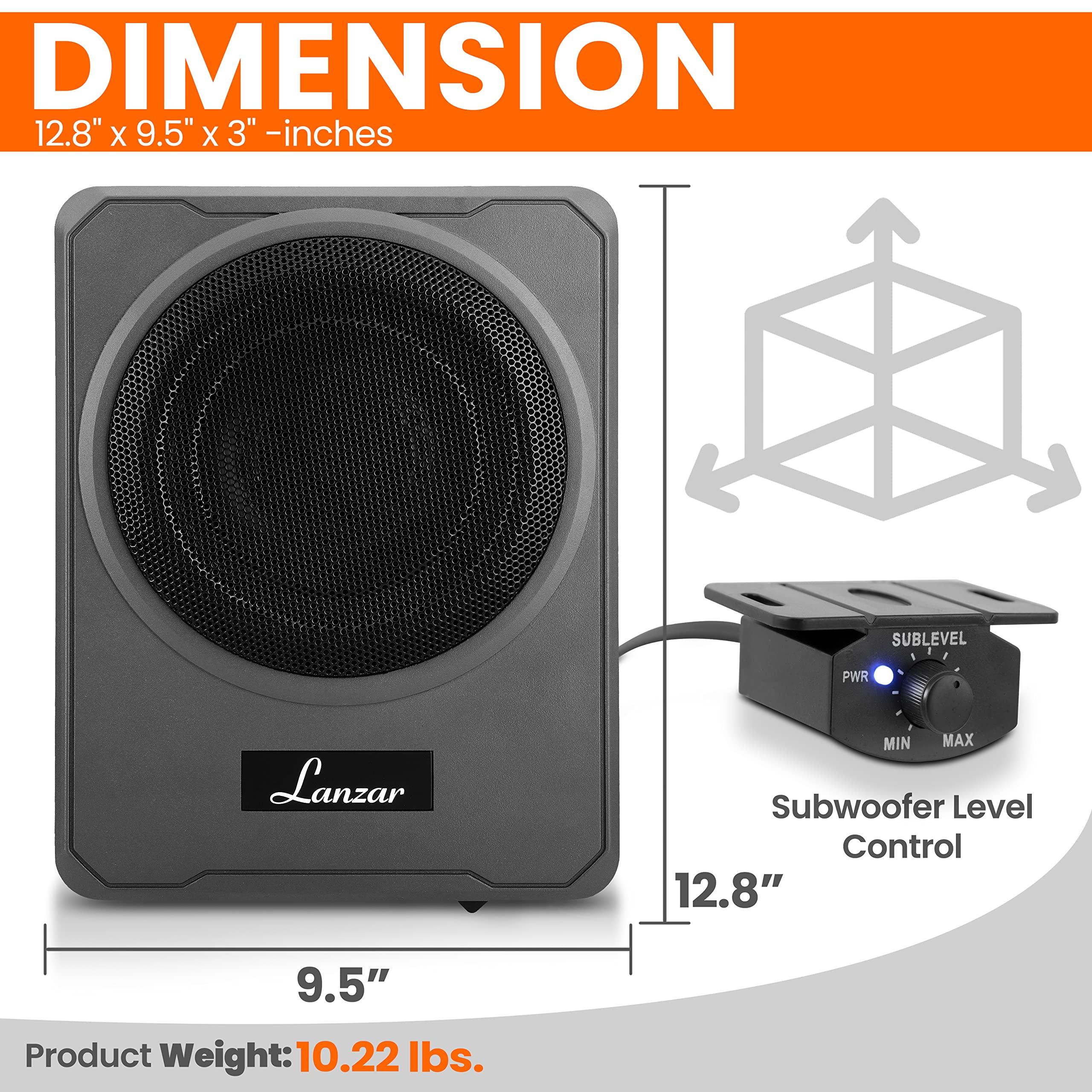 Pyle Pyle 10-Inch Low-Profile Amplified Subwoofer System- 900 W Compact Enclosed Underseat Car Audio Subwoofer w Built in Amp